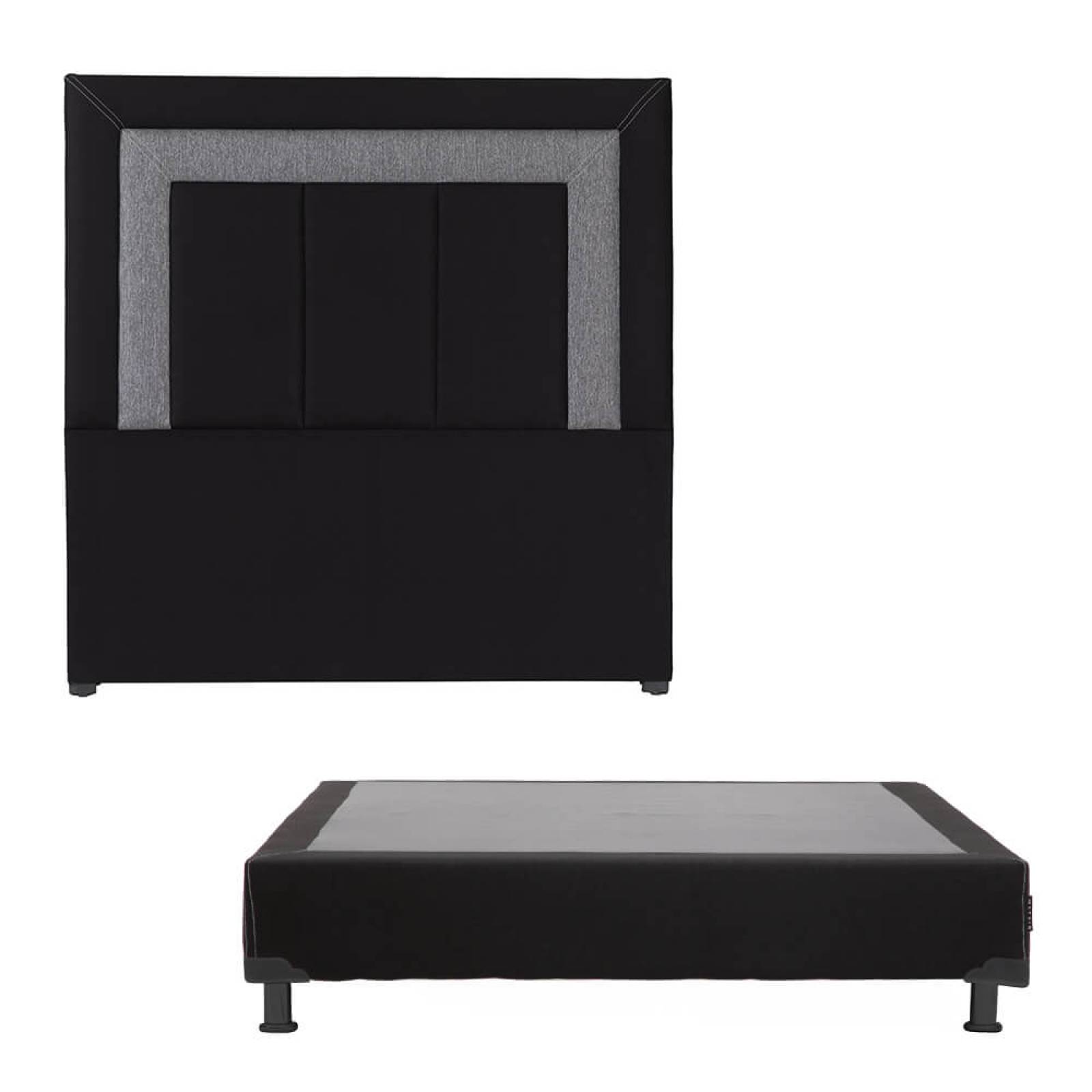 Cabecera Matrimonial Dicasa Bora Negro con Gris y Box Gris