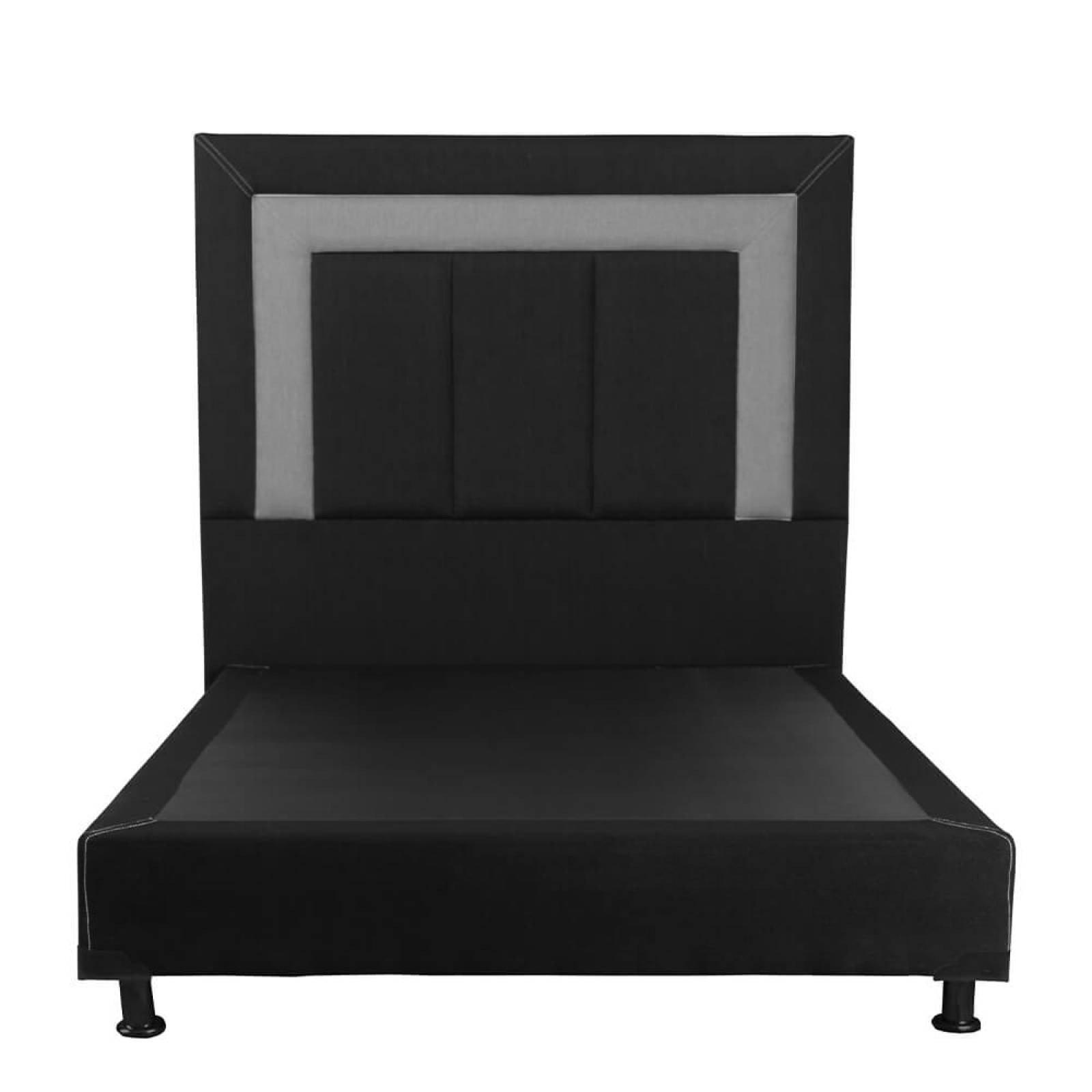 Cabecera Matrimonial Dicasa Bora Negro con Gris y Box Gris