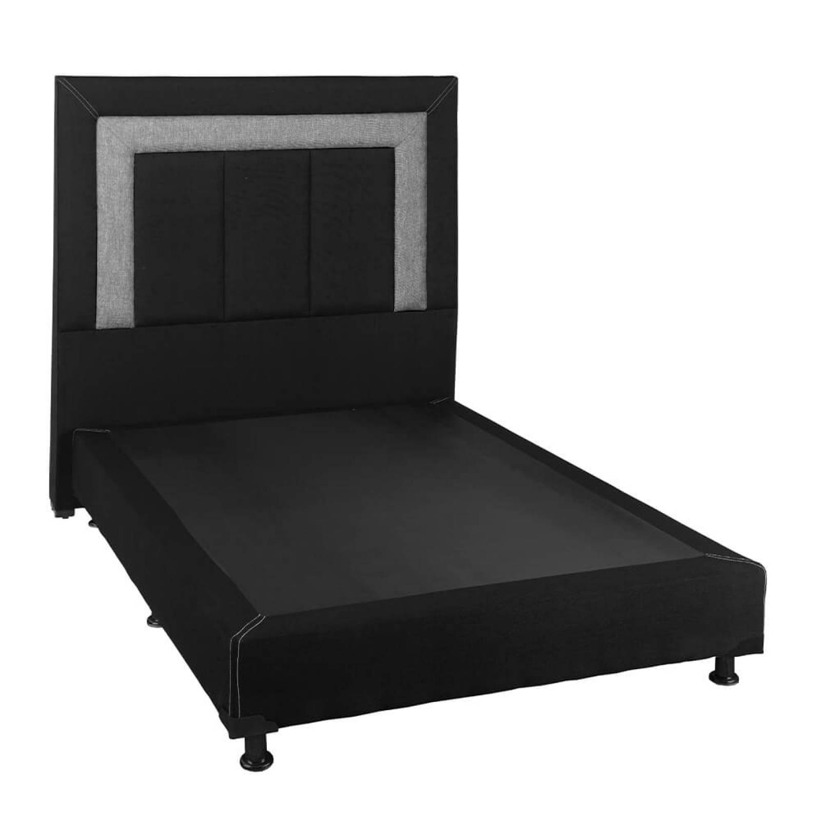 Cabecera Matrimonial Dicasa Bora Negro con Gris y Box Gris