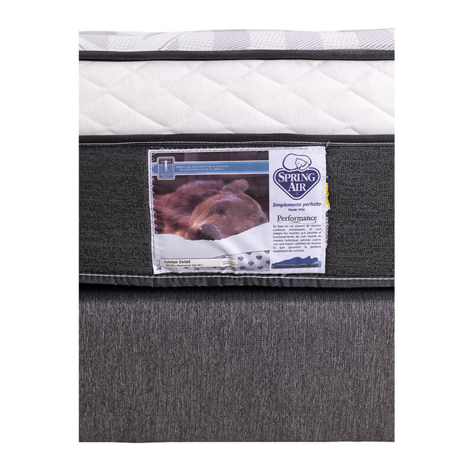 Colchón Matrimonial Spring Air United Con Box Gris