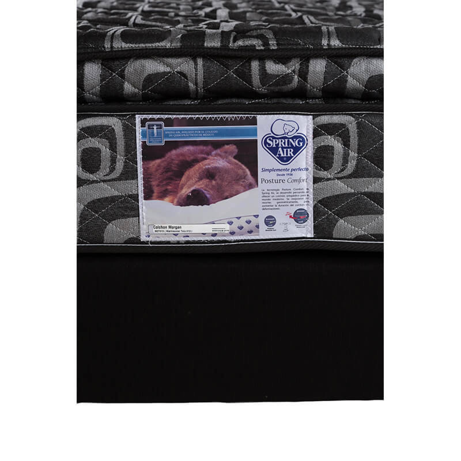 Colchón Queen Size Spring Air Morgan Con Box Negro, Sábanas y 2 Almohadas Osos