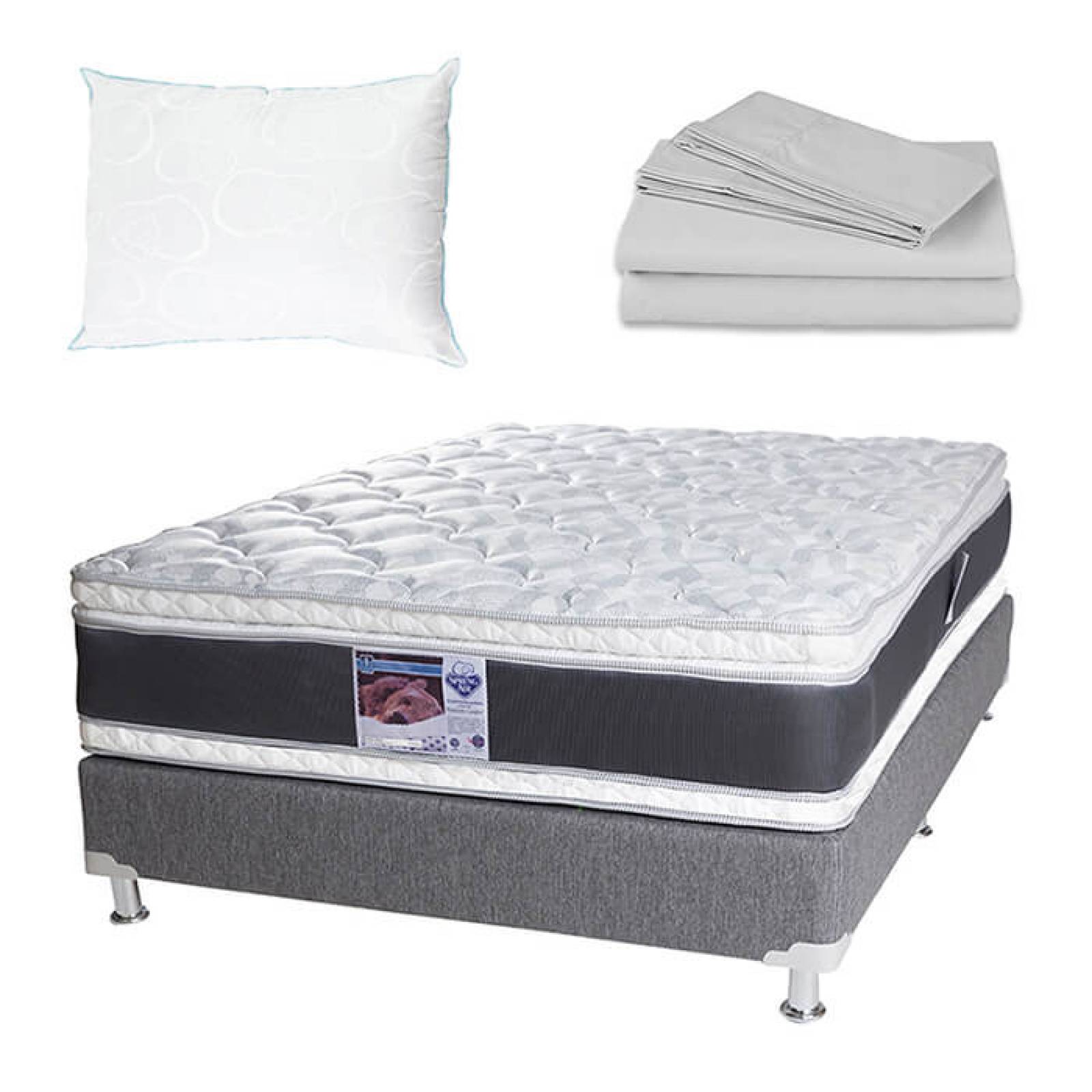 Colchón Individual Spring Air Jupiter + Box Plomo Dicasa + Juego de Sábanas + 1 Almohada de Osos