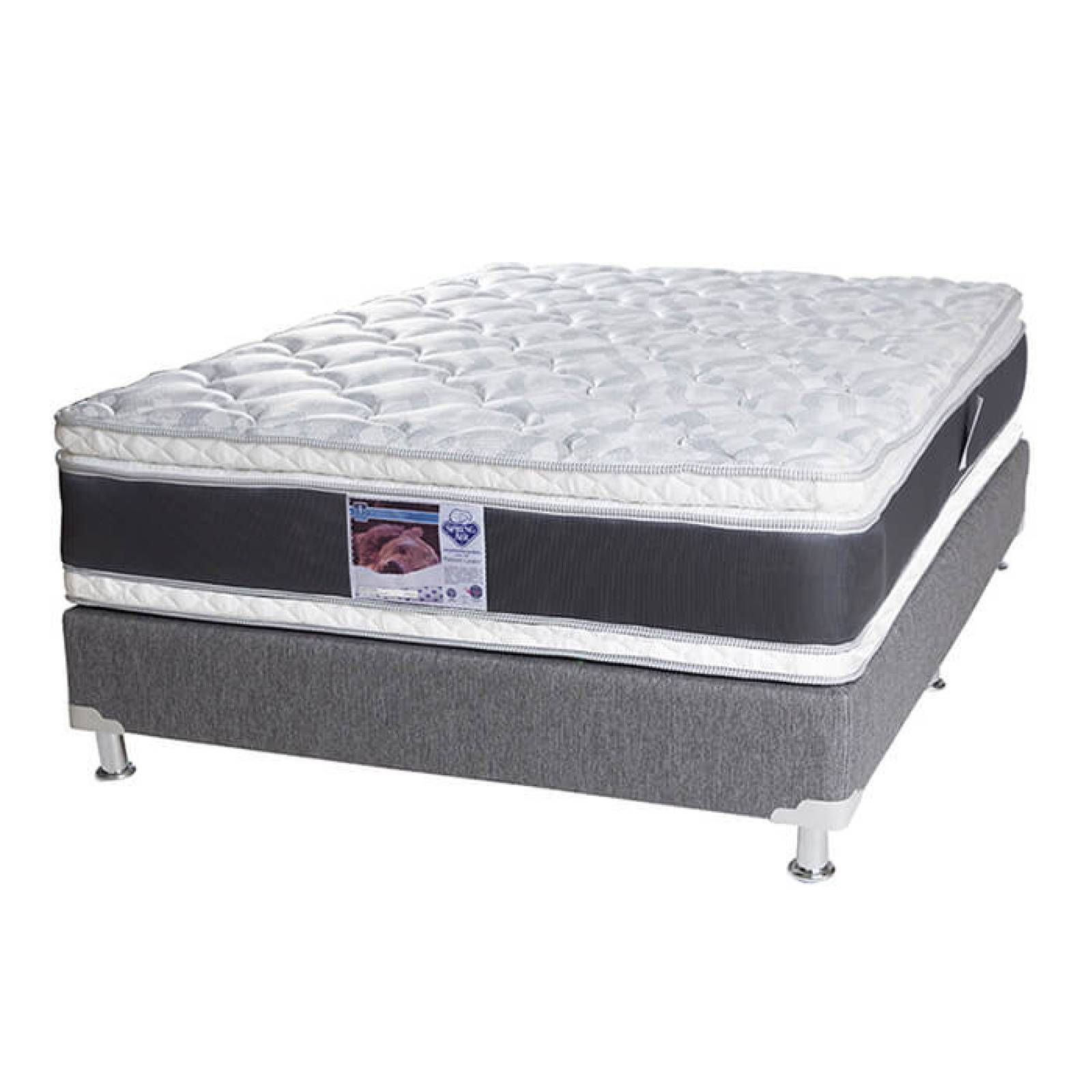 Colchón Individual Spring Air Jupiter + Box Plomo Dicasa + Juego de Sábanas + 1 Almohada de Osos