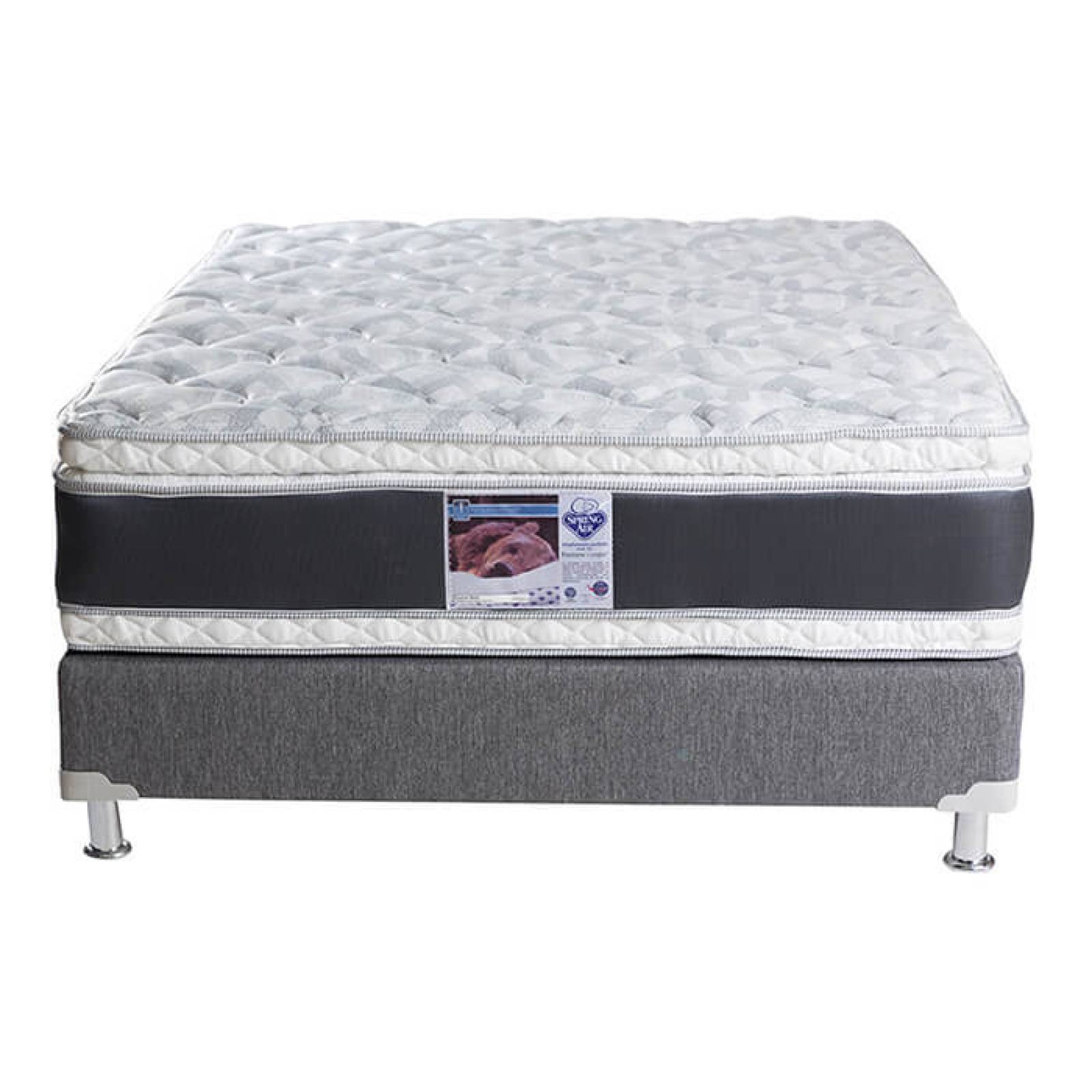 Colchón Individual Spring Air Jupiter + Box Plomo Dicasa + Juego de Sábanas + 1 Almohada de Osos