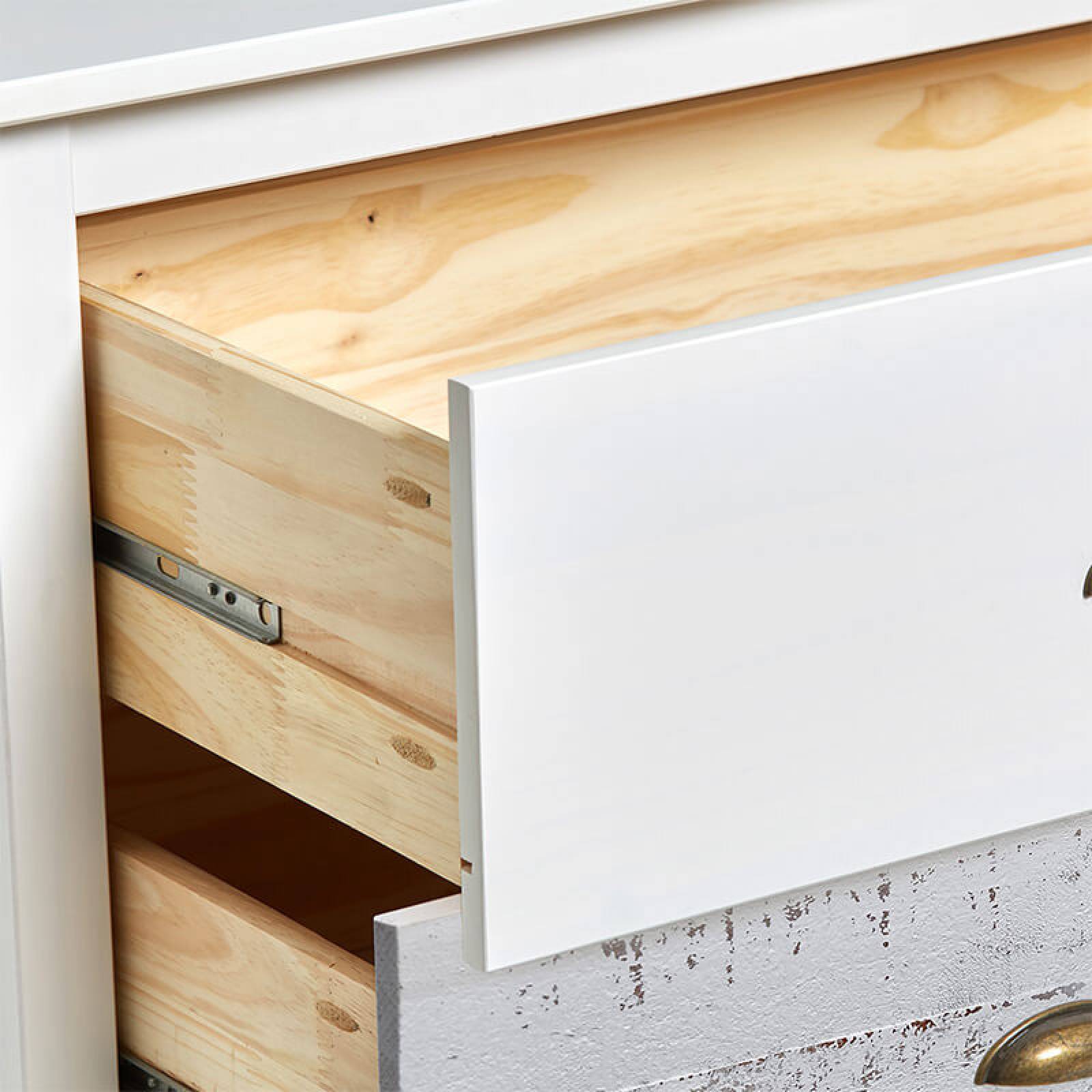 Cómoda Seis Cajones Marckeric Romántica Blanco y Gris