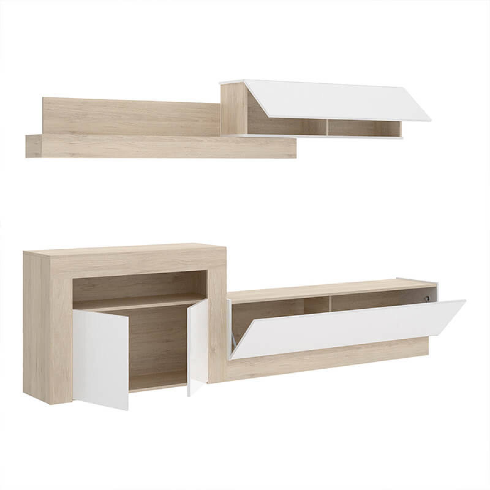 Centro de entretenimiento Rimobel Enna Blanco y Madera