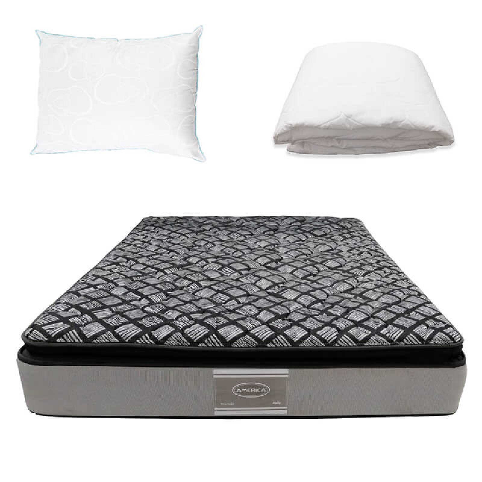 Colchón Matrimonial América Kelly + Protector + 1 Almohada Osos