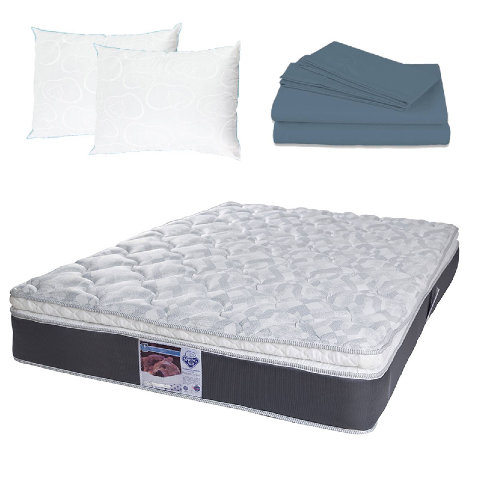 Colchón King Size Spring Air Marte con Sábanas y 2 Almohadas Osos