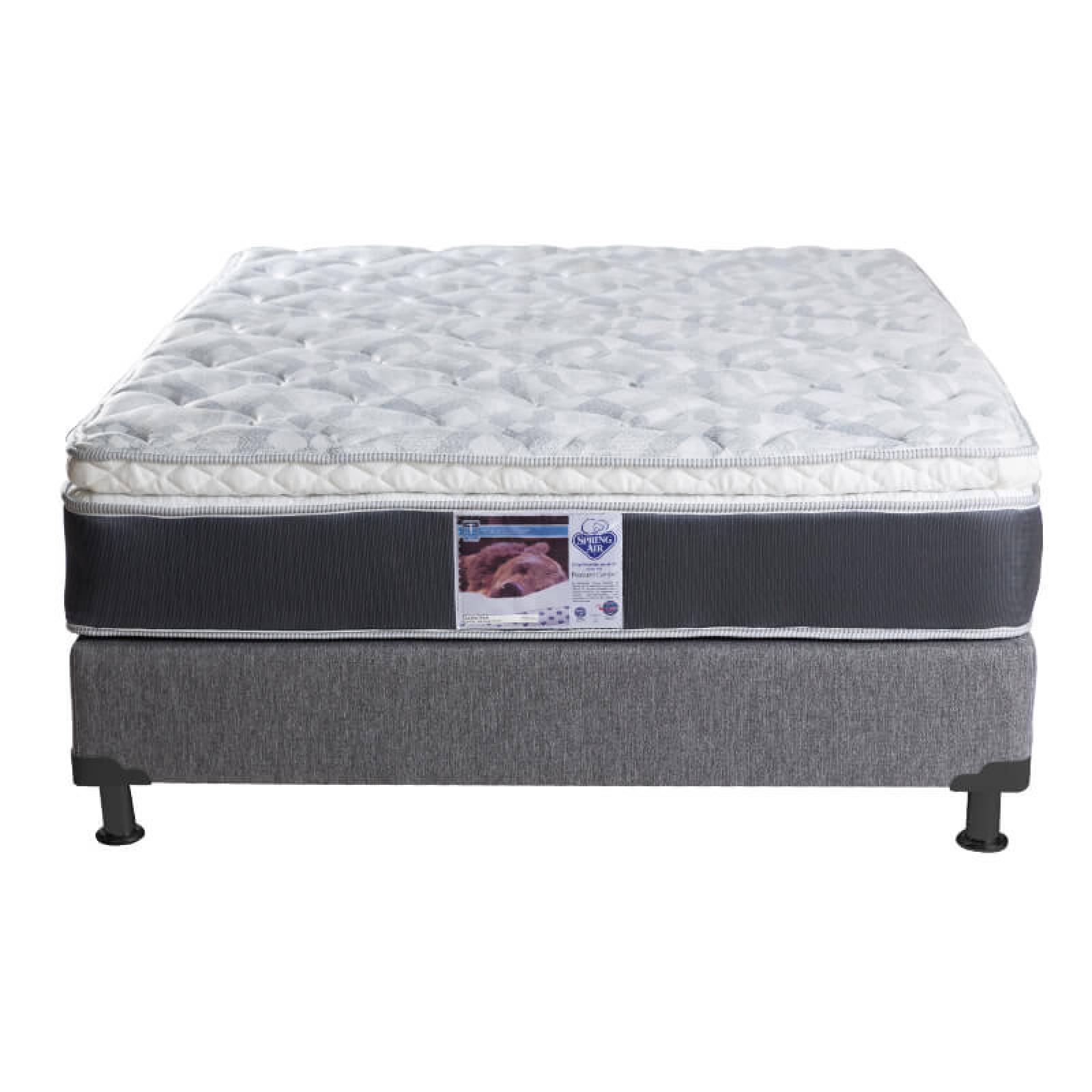 Colchón King Size Spring Air Marte con Box Dicasa Gris, Sábanas y 2  Almohadas Osos
