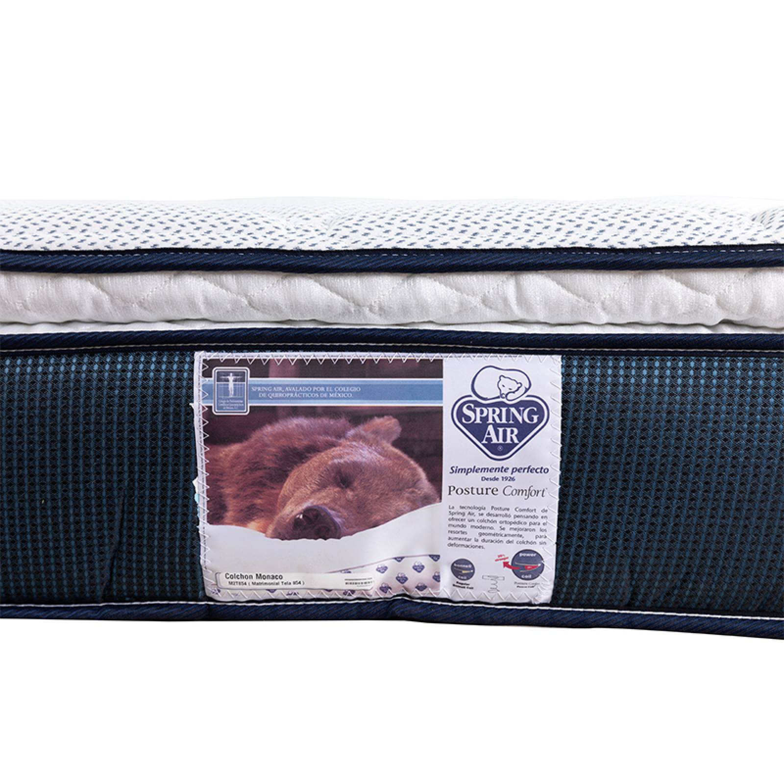 Colchón Queen Size Spring Air Mónaco con Protector y 2 Almohadas Osos