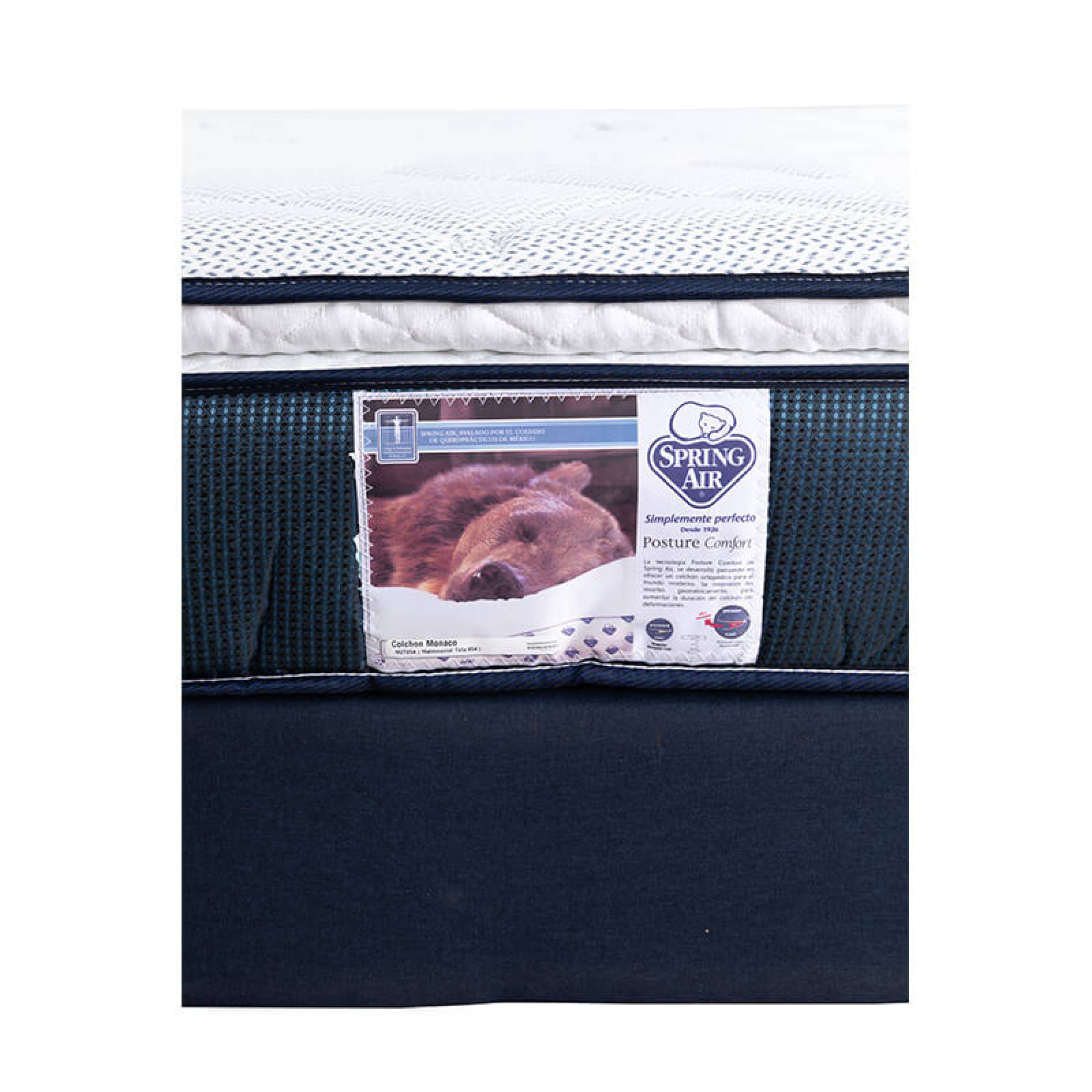 Colchón Matrimonial Spring Air Mónaco con Box  Dicasa Azul, Sábanas y Protector