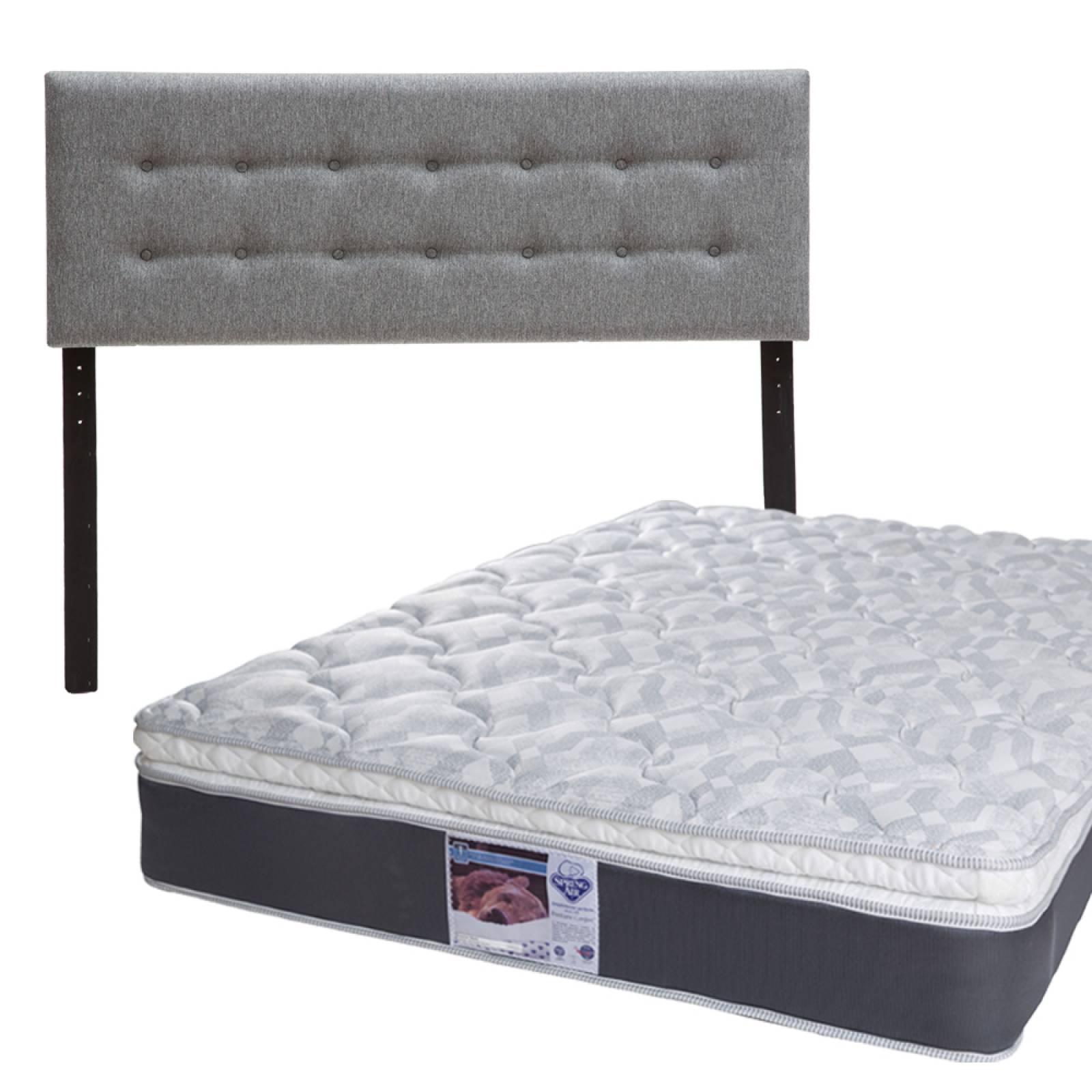 Colchón Matrimonial Spring Air Marte Con Cabecera Bilbao Gris