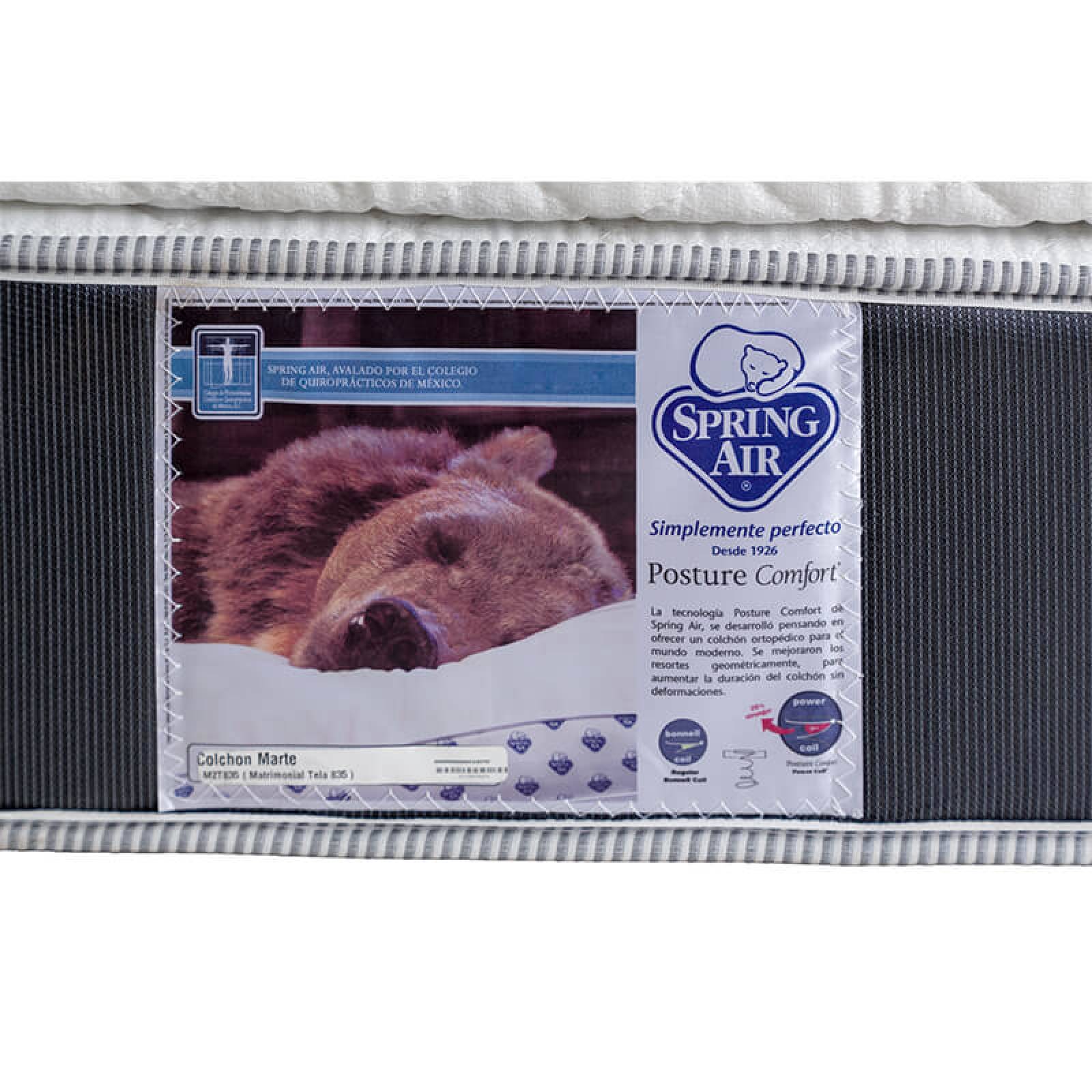 Colchón Matrimonial Spring Air Marte Con Cabecera Bilbao Gris