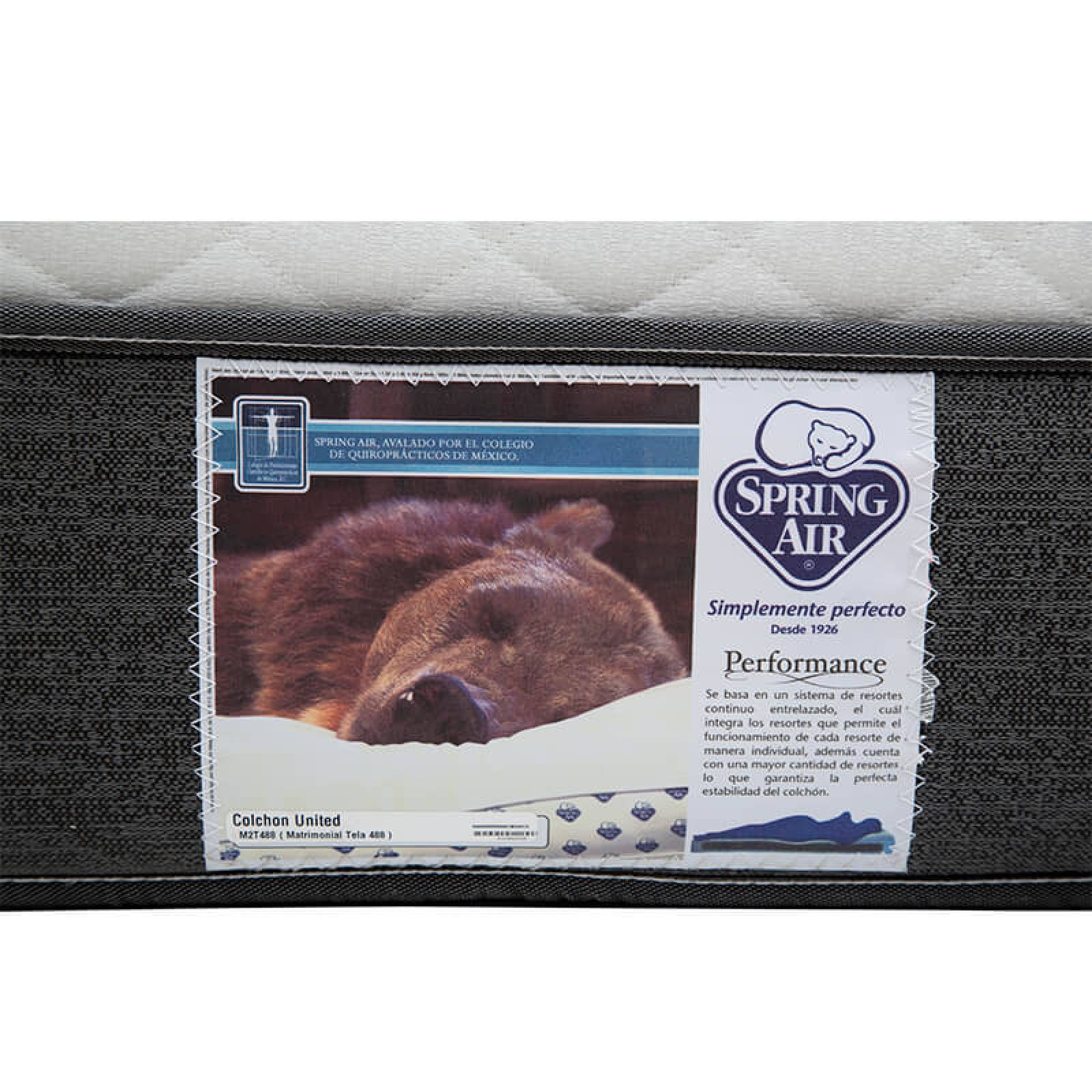 Colchón Queen Size Spring Air United con Cabecera Dicasa Capri Gante Palo de Rosa