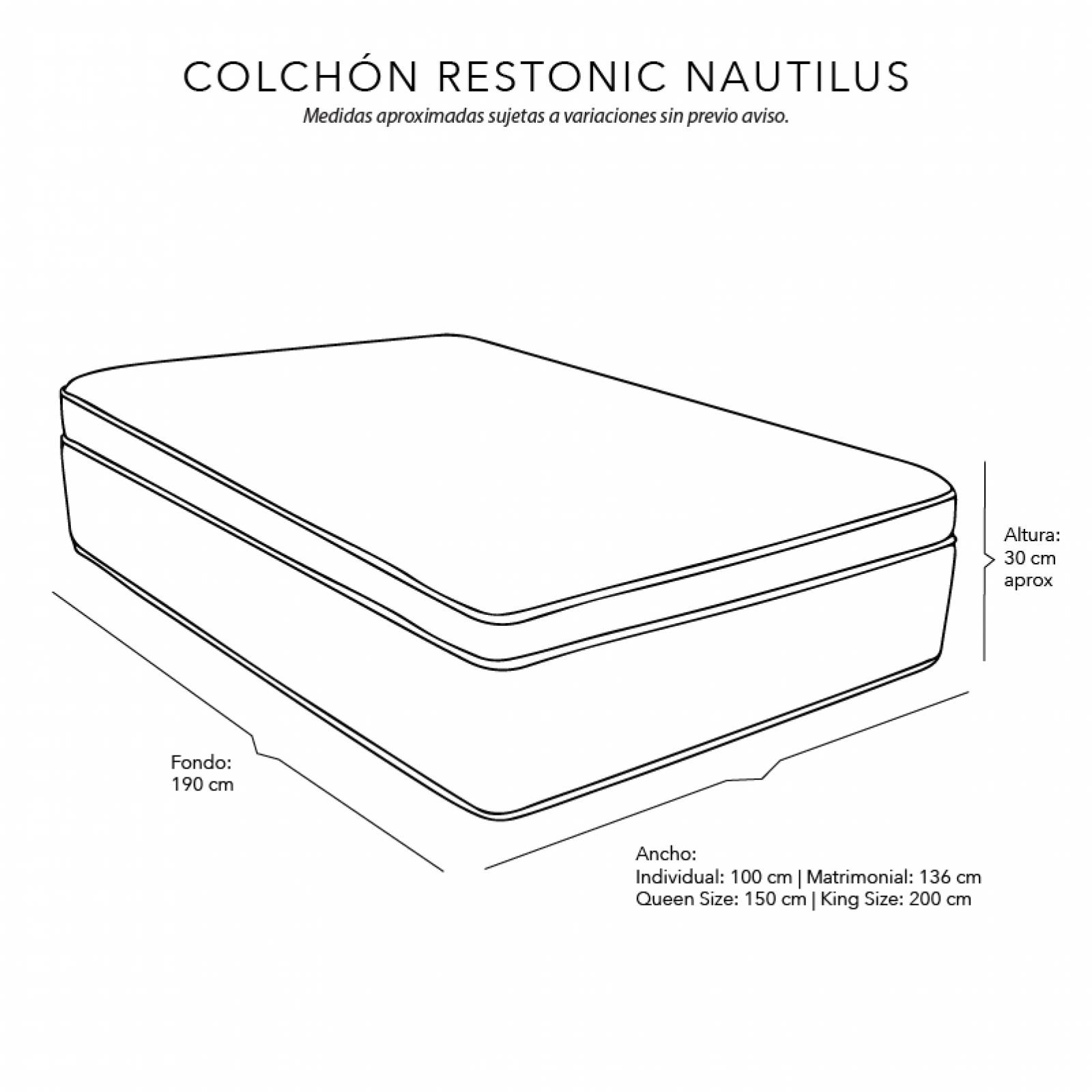 Colch n Queen Size Restonic Nautilus con S banas Protector y Almohada