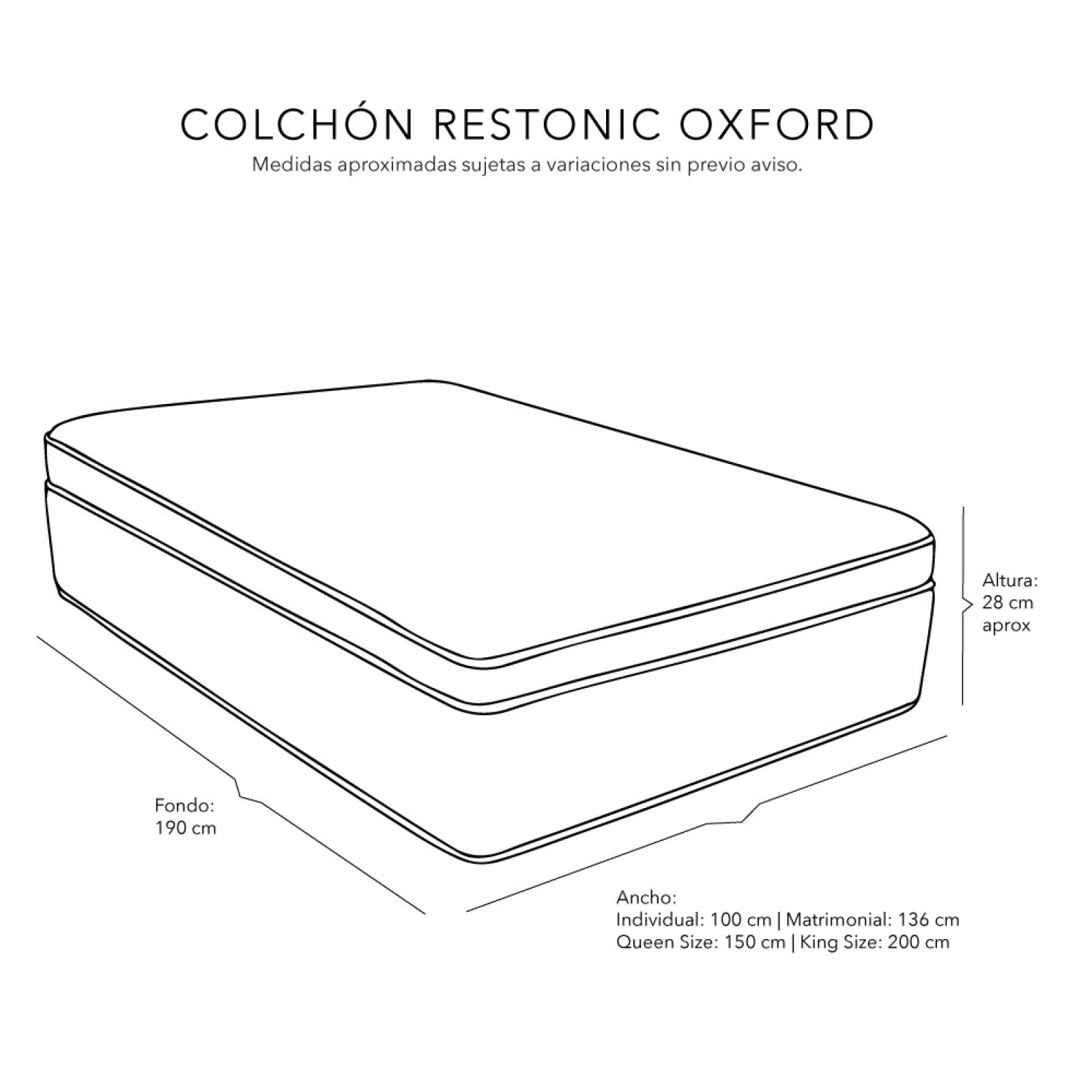 Colchón matrimonial Restonic Oxford con protector y almohada