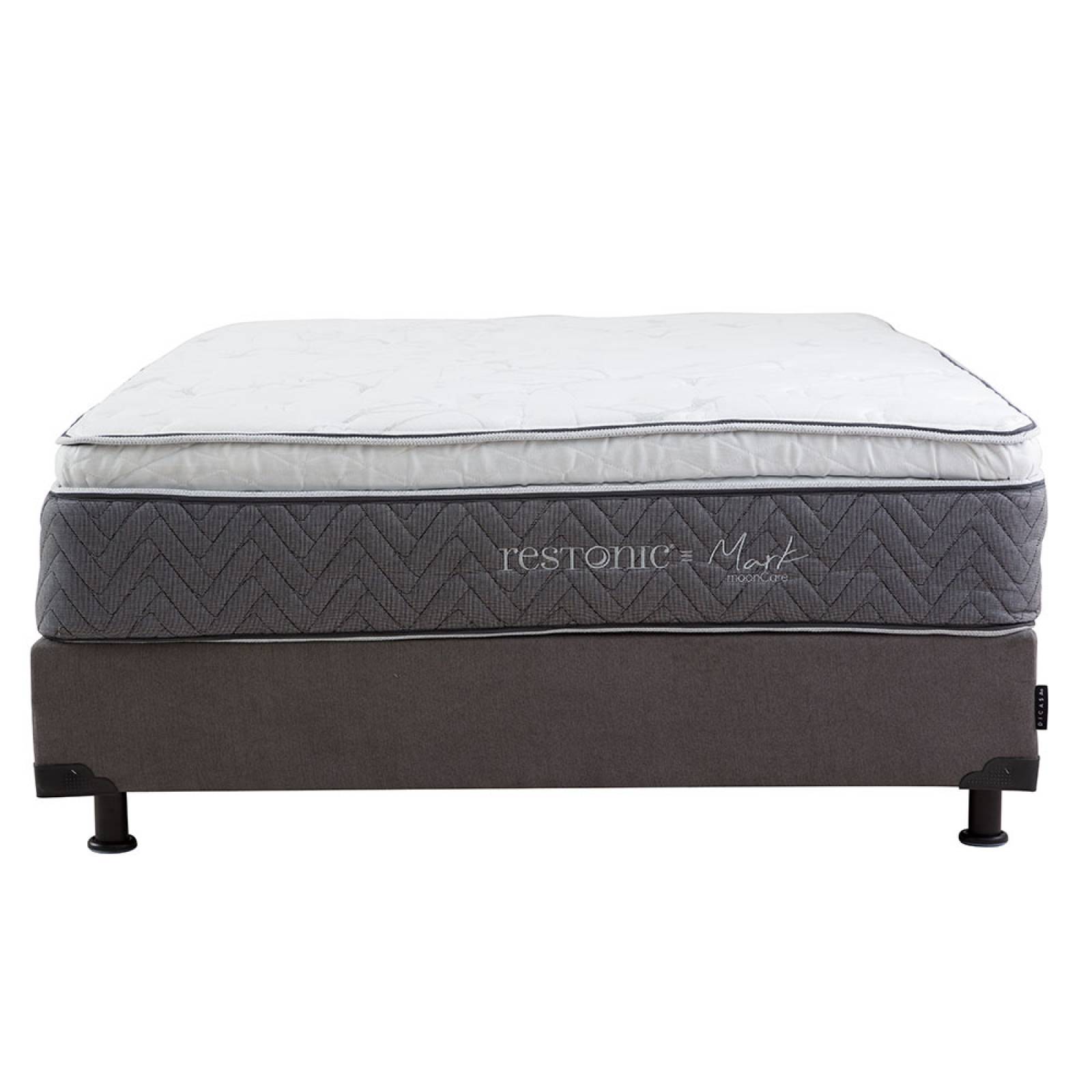 Colchon Queen Size Restonic Mark con Box Bless color Gris Dicasa, Sabanas y Protector