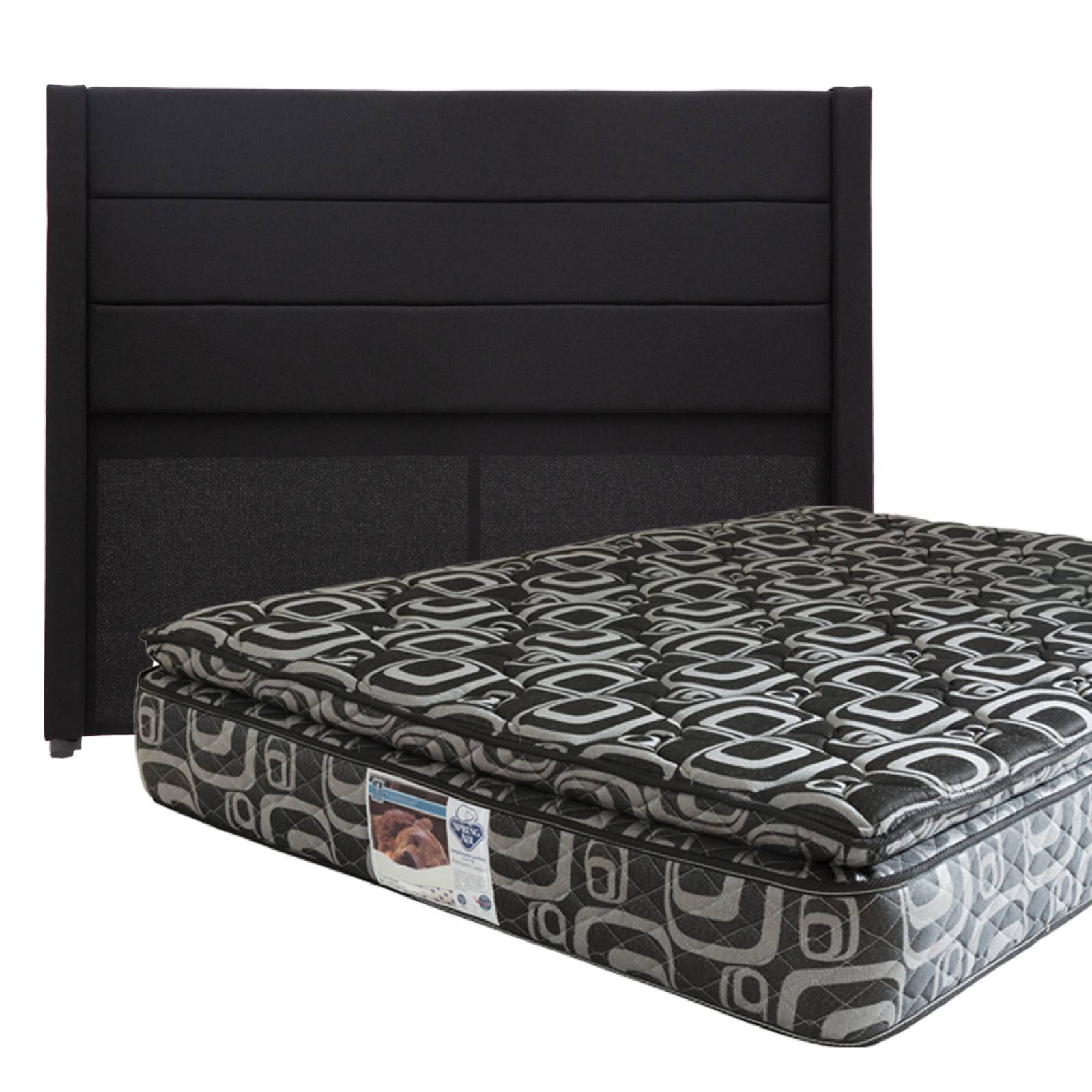 Colchón Matrimonial Spring Air Morgan Con Cabecera Lugo Negro