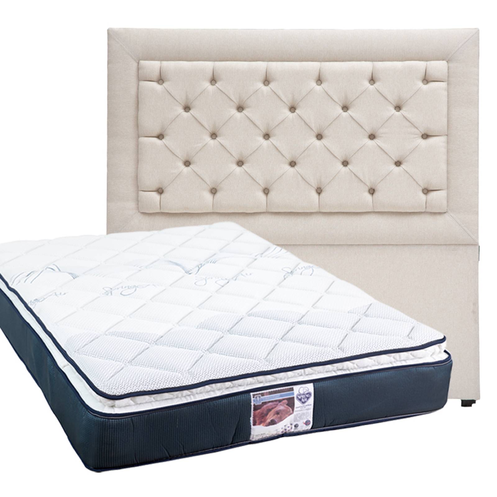Colchón Matrimonial Spring Air Marte Con Cabecera Dicasa Mary Beige Claro