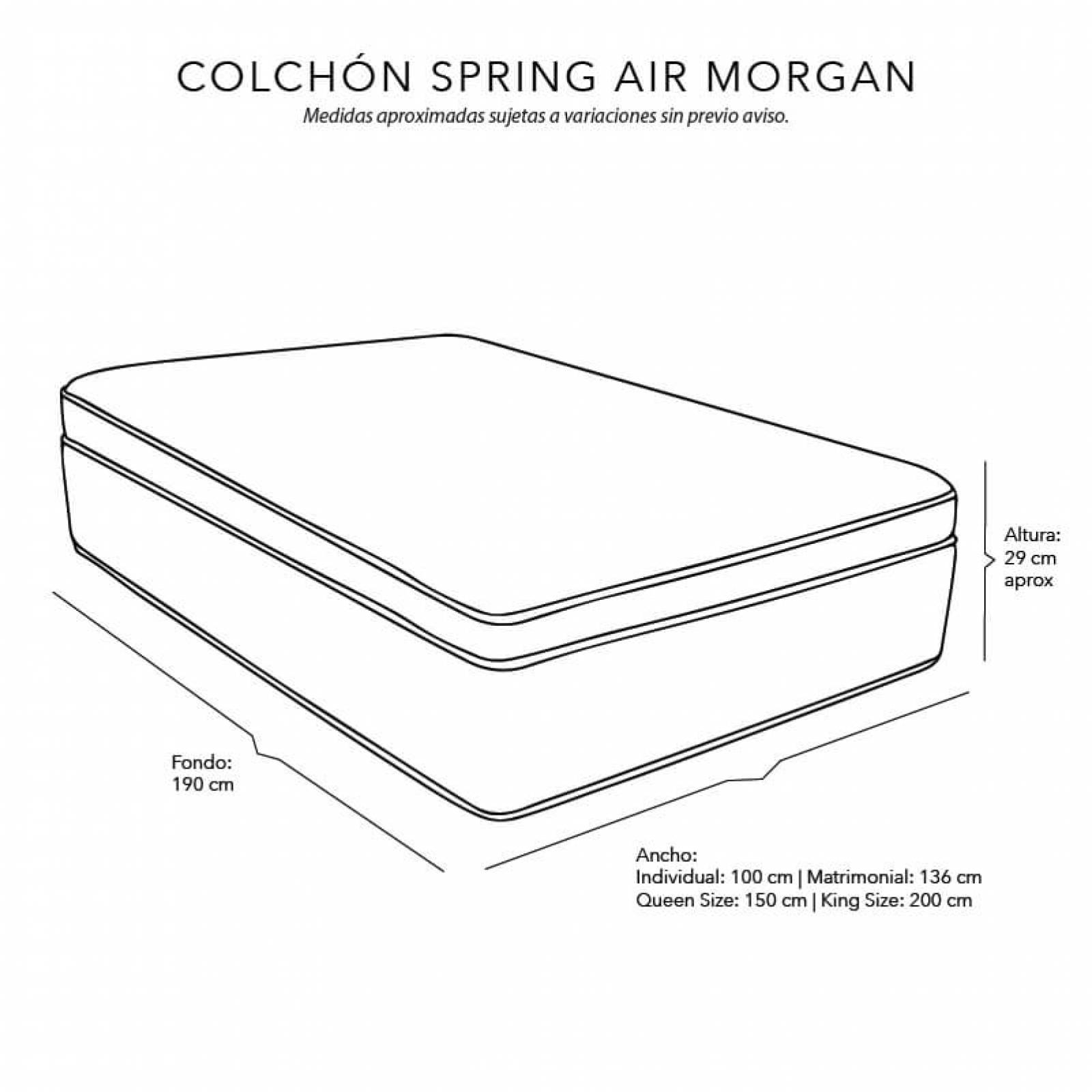 Colchón Spring Air Morgan Queen Size con Cabecera Mary Beige Claro