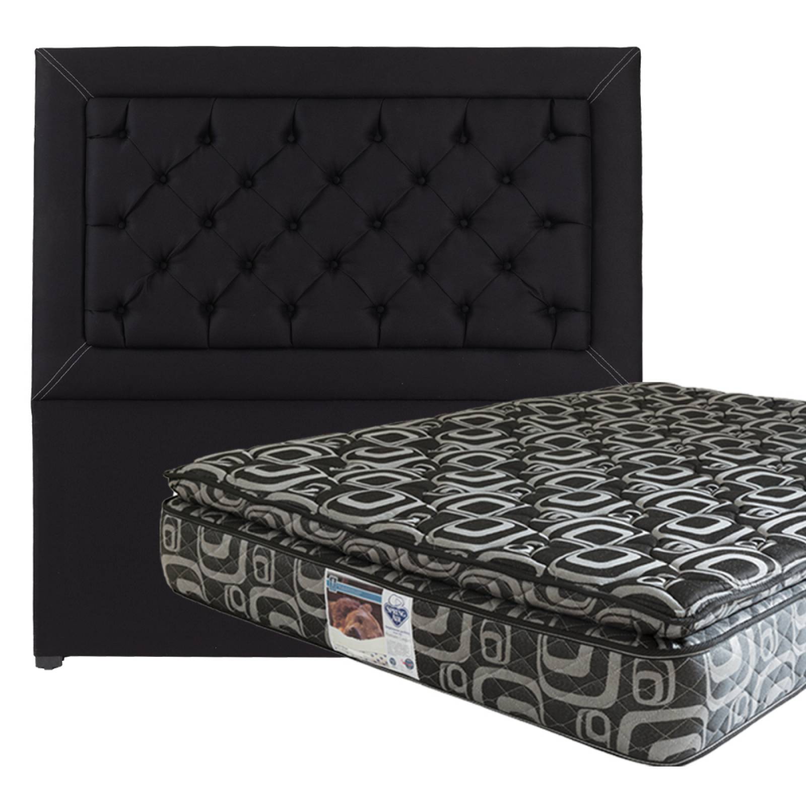 Colchón Matrimonial Spring Air Morgan Con Cabecera Dicasa Mary Negro