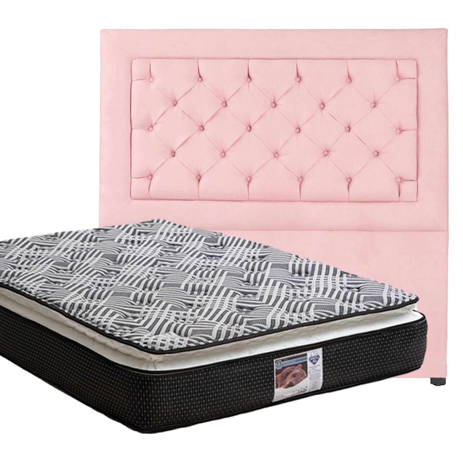 Colchón Queen Size Spring Air Omega Con Cabecera Dicasa Mary Pink