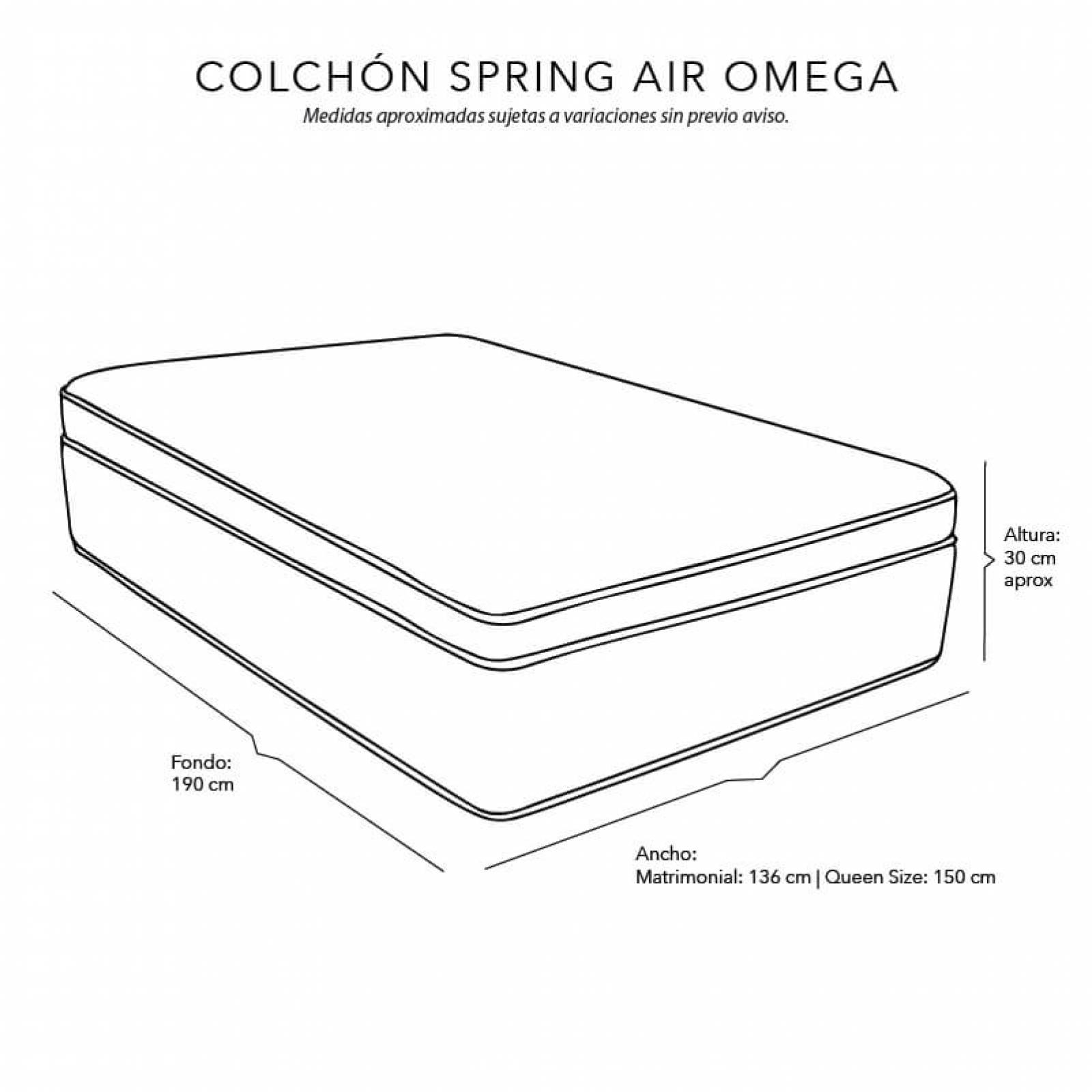 Colchón Queen Size Spring Air Omega con Cabecera Dicasa Mary Beige Claro