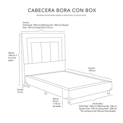 Cabecera Queen Size Dicasa Bora con Box Alessa Rosa