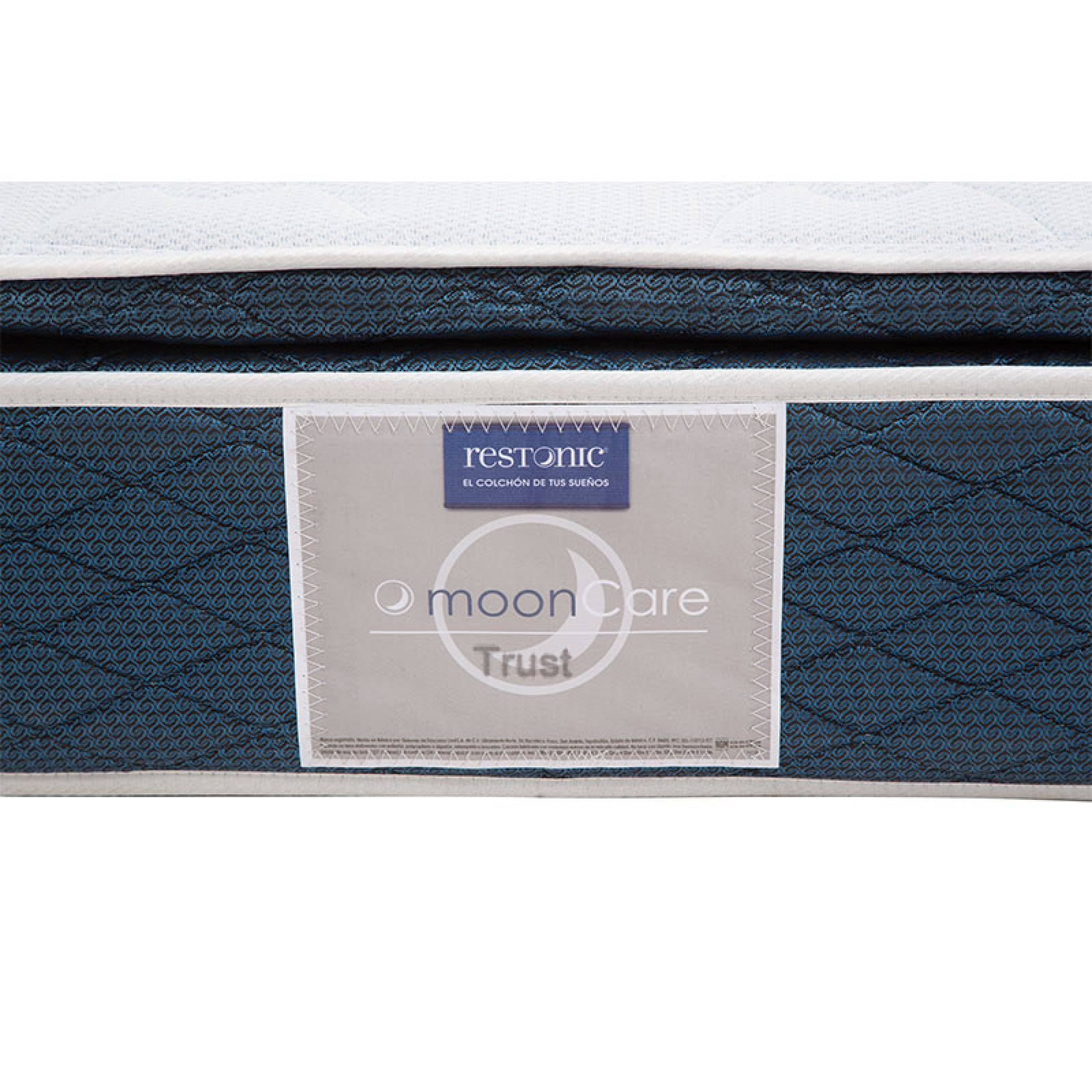 Colchon Queen Size Restonic Trust con Cabecera Titan Mostaza