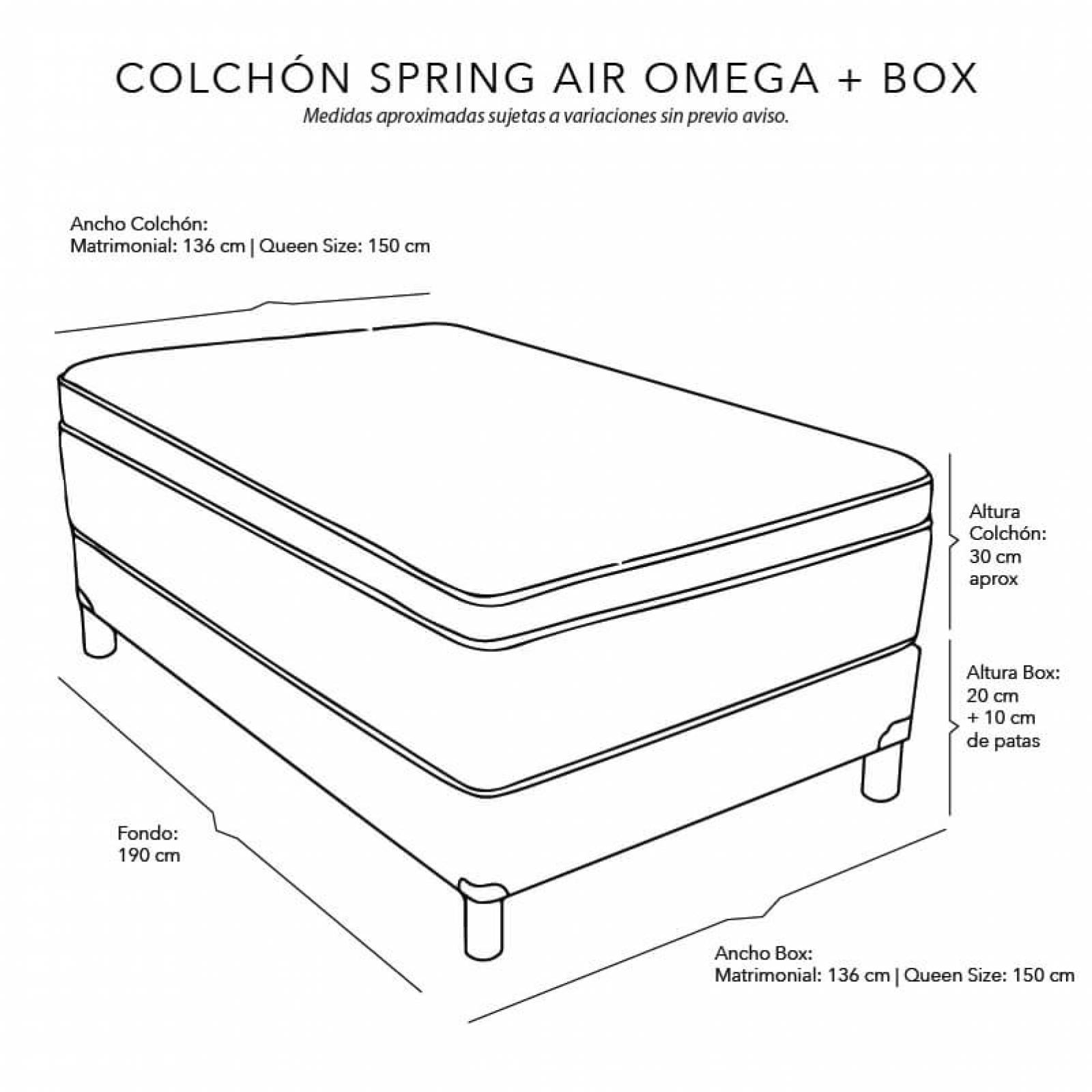 Colchon Matrimonial Spring Air Omega con Box y Almohada 2 Pack