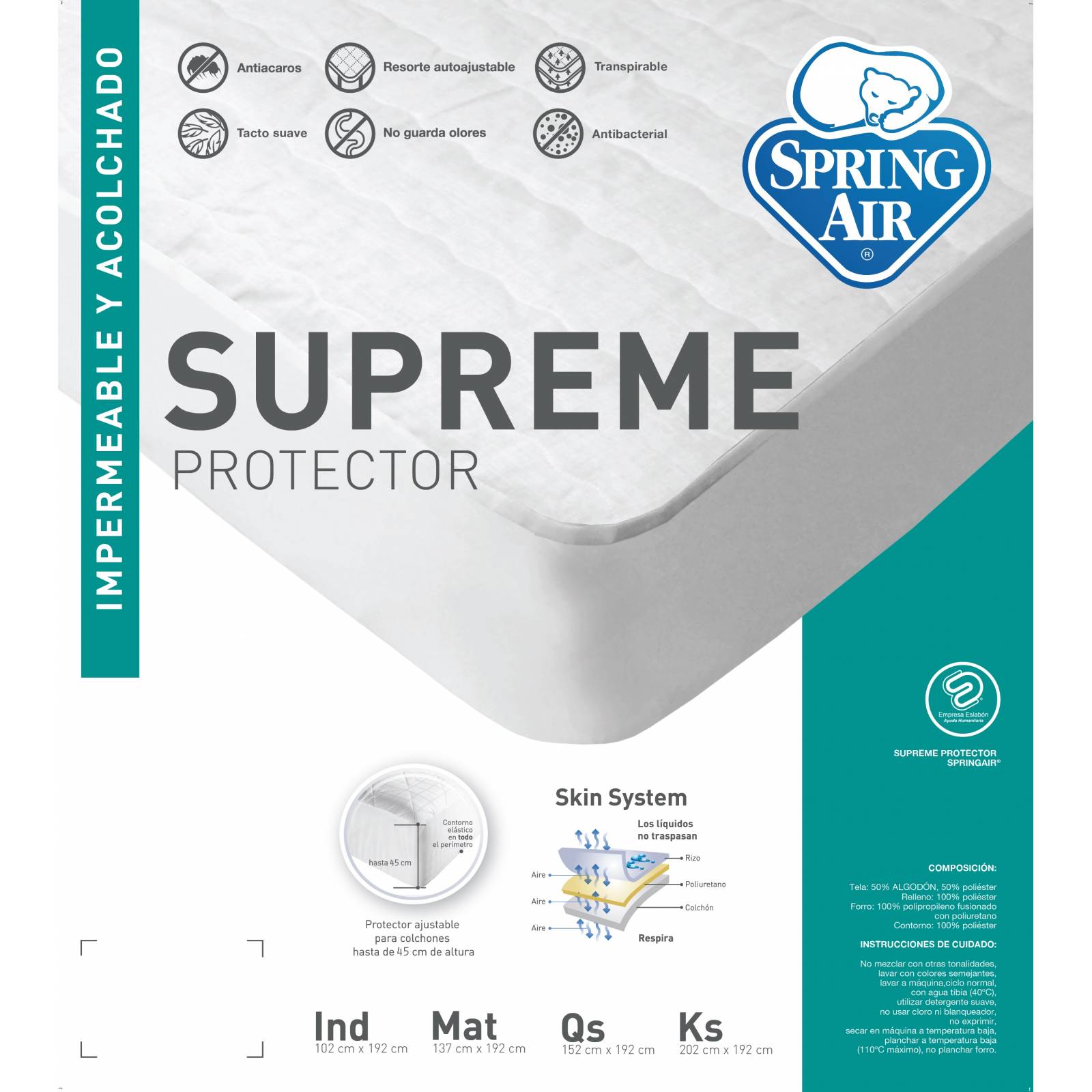 Colchón Matrimonial Restonic Seul con Sábanas y Protector