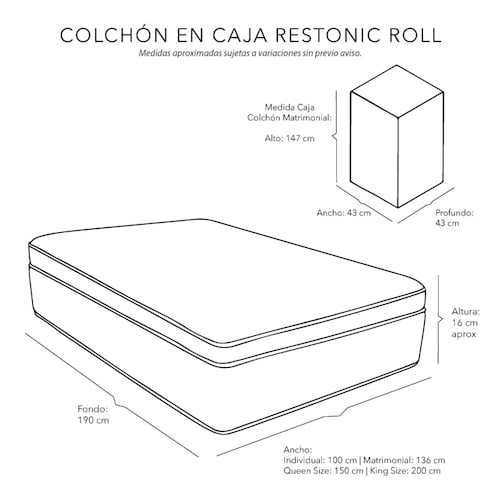 Colchón Queen Size Restonic Roll con Protector