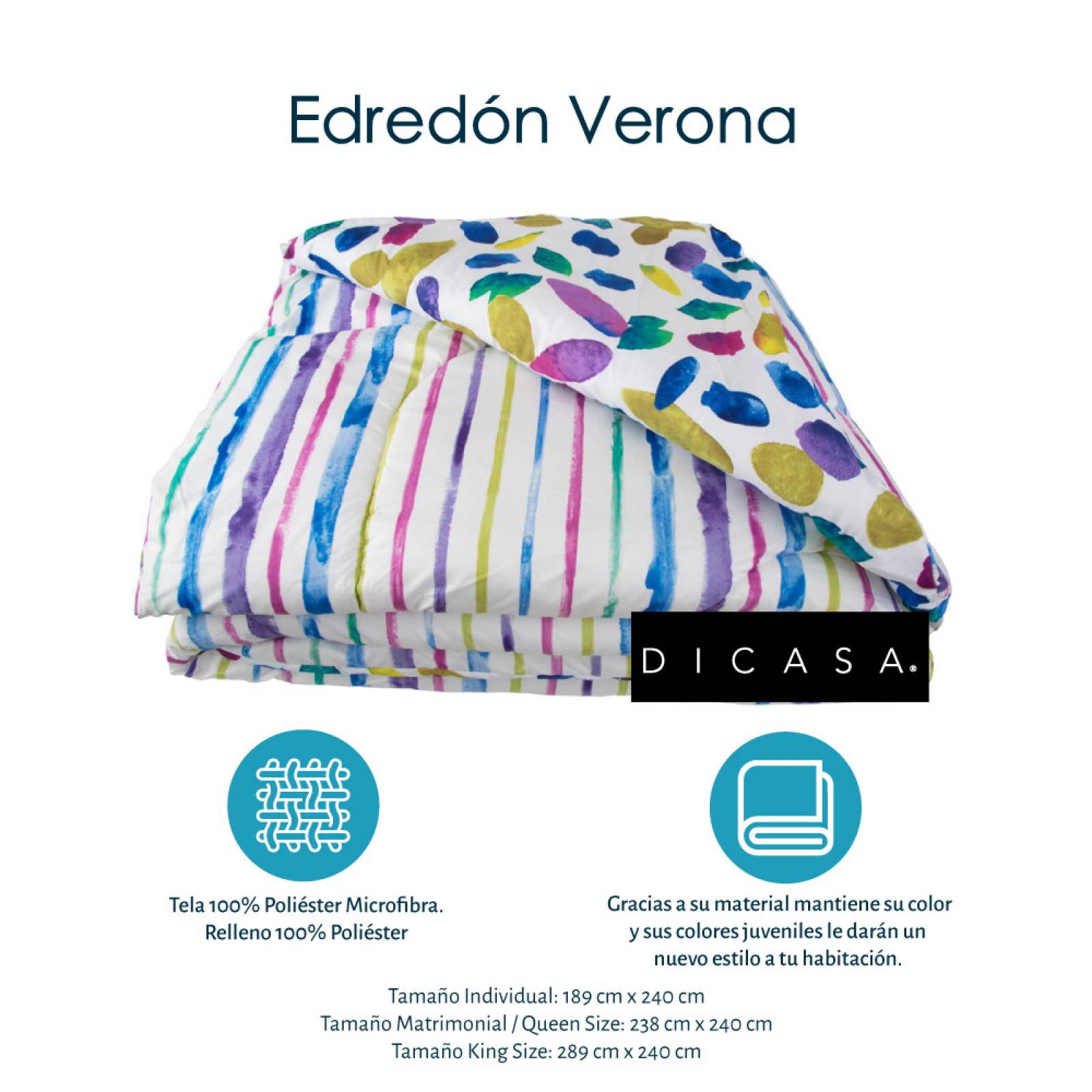 Colchón King Size Restonic Roll con Almohada 2 Pack y Edredon Verona