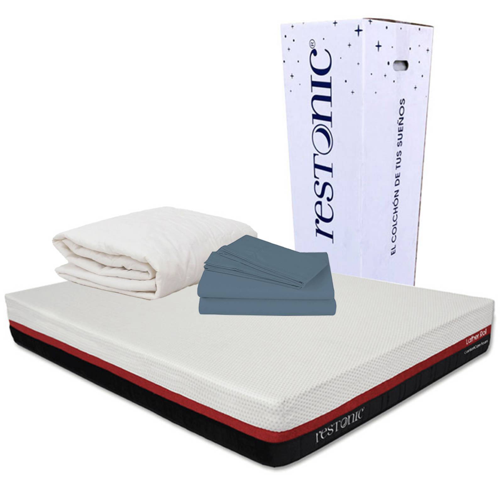 Colchon King Size Restonic Roll con Sabanas y Protector