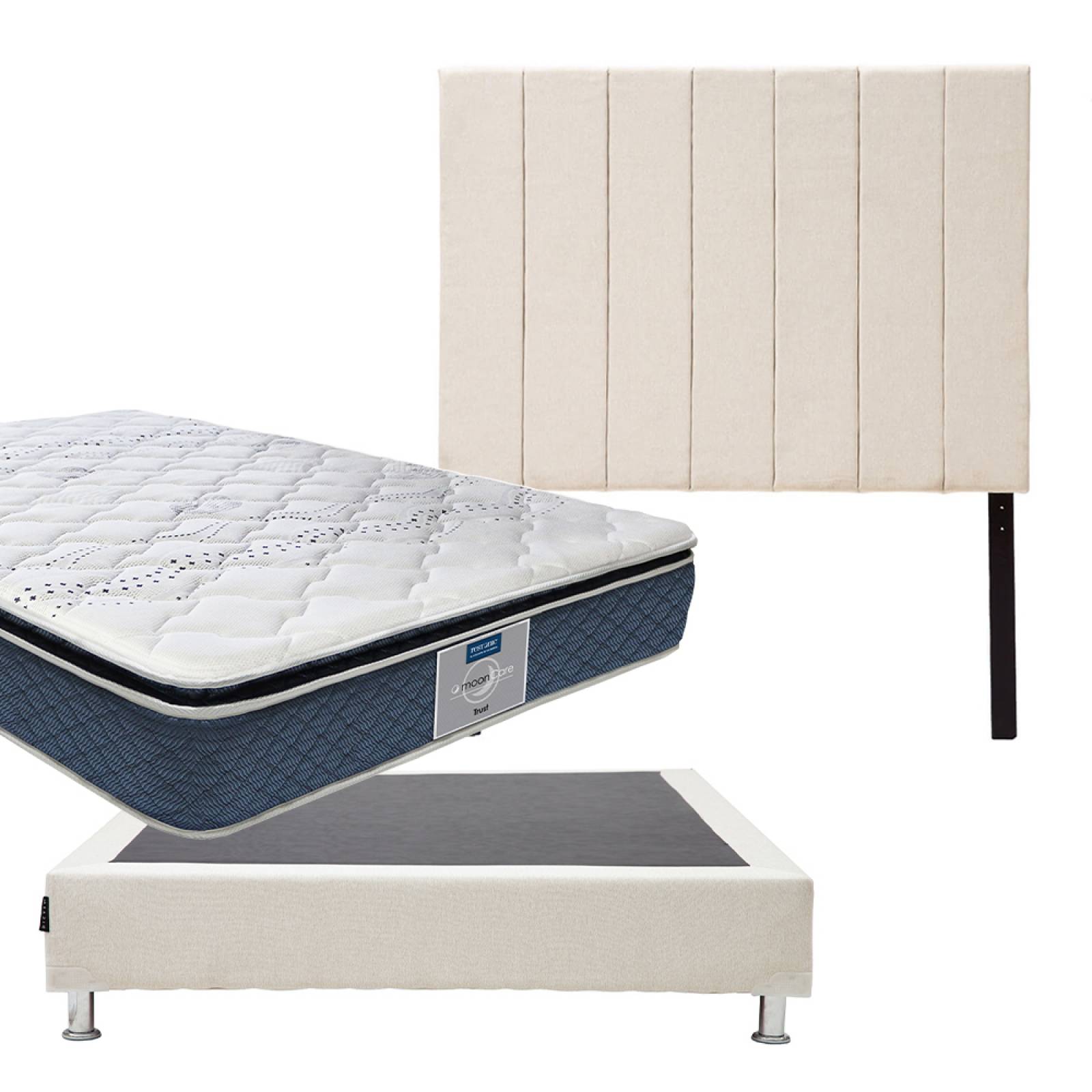 Colchón Matrimonial Restonic Trust con Cabecera Argos y Box Beige