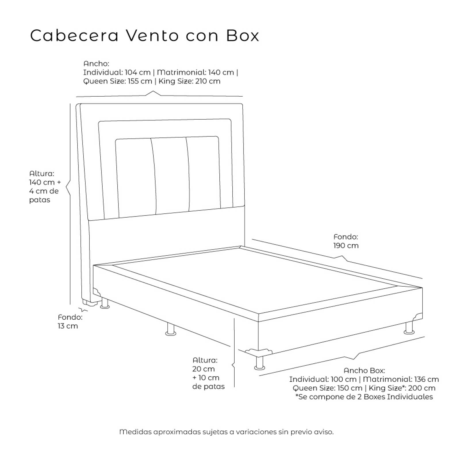 Cabecera Individual Dicasa Vento con Box Negro/Gris