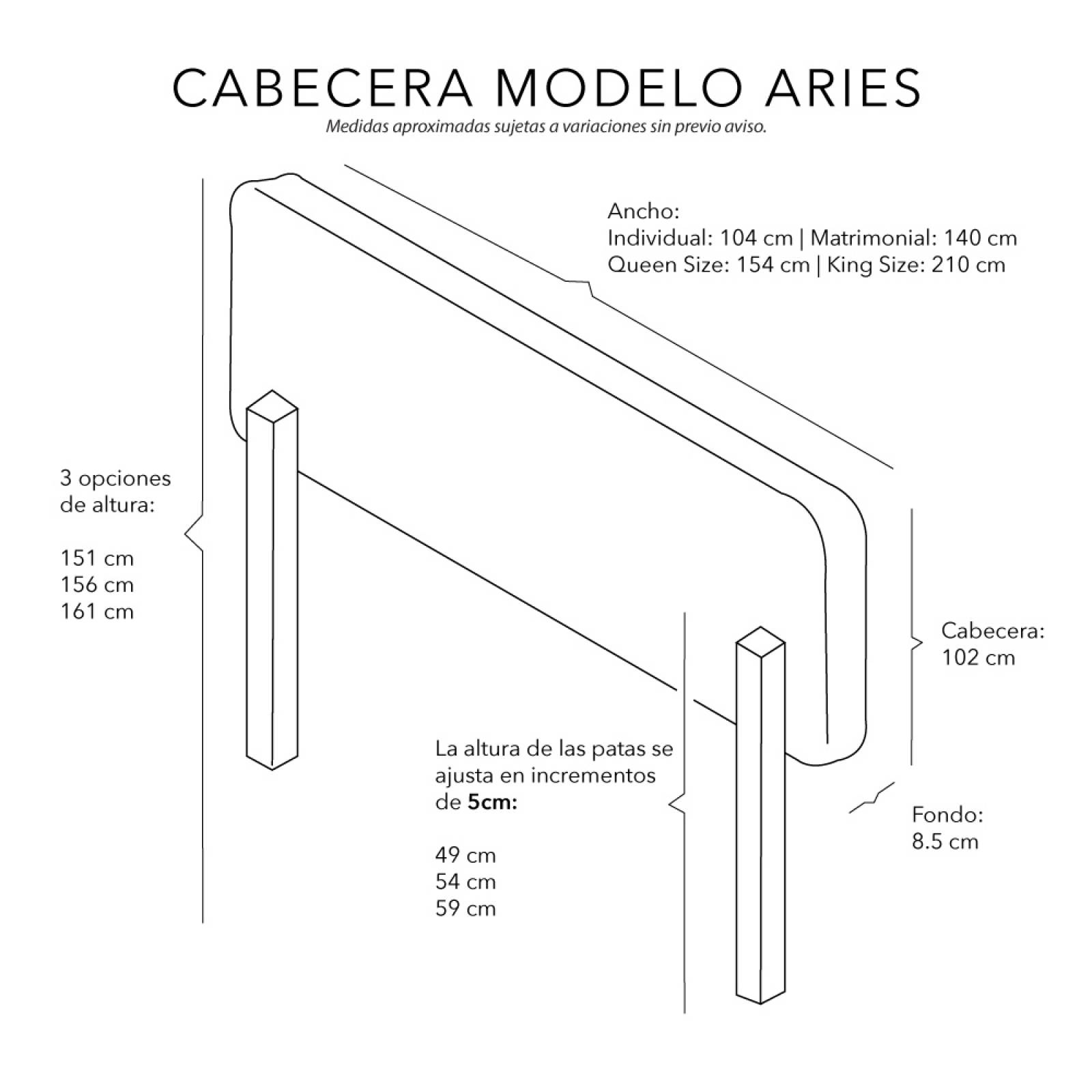Cabecera king size Dicasa Aries color gris rata