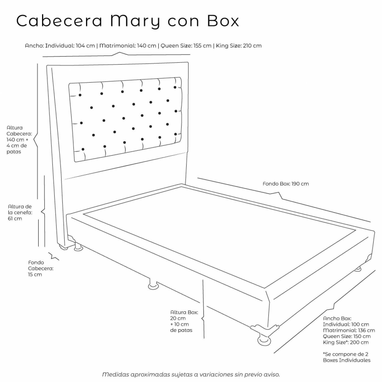Colchon Matrimonial Restonic Trust Con Cabecera Mary y Box Negro