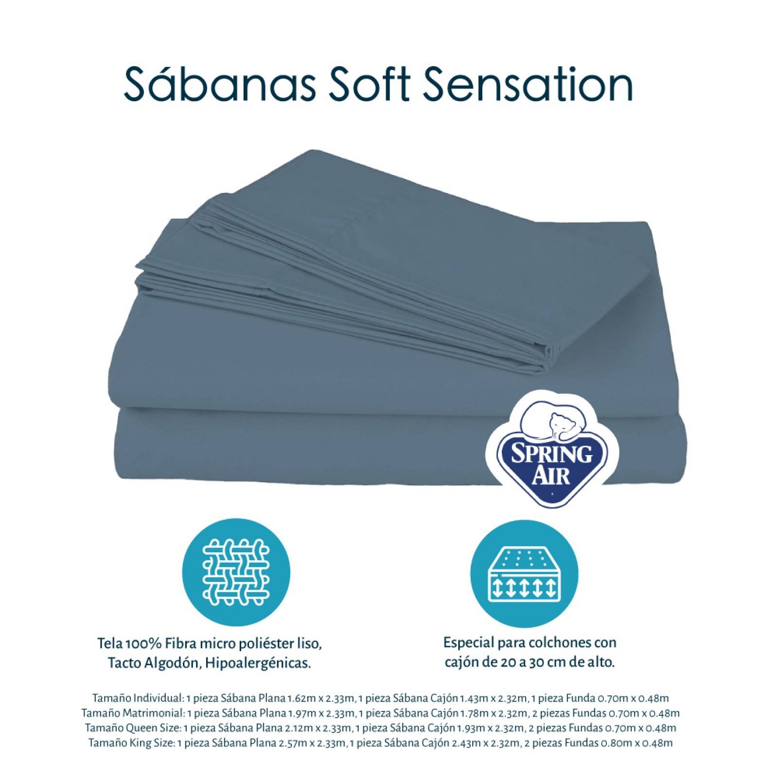 Pack de dos sábanas bajeras de algodón con banda elástica Color azul pálido  - RESERVED - 4042V-05X