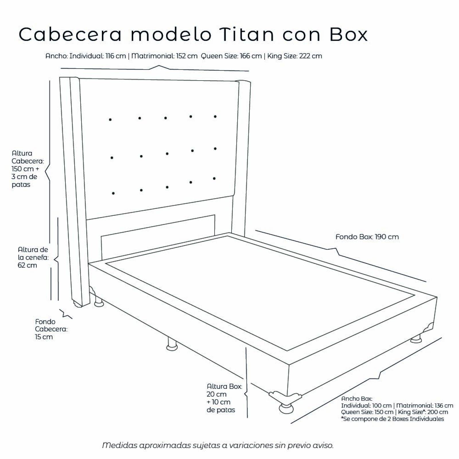 Colchon Matrimonial Restonic Trust Con Cabecera Titan y Box Gris Beige