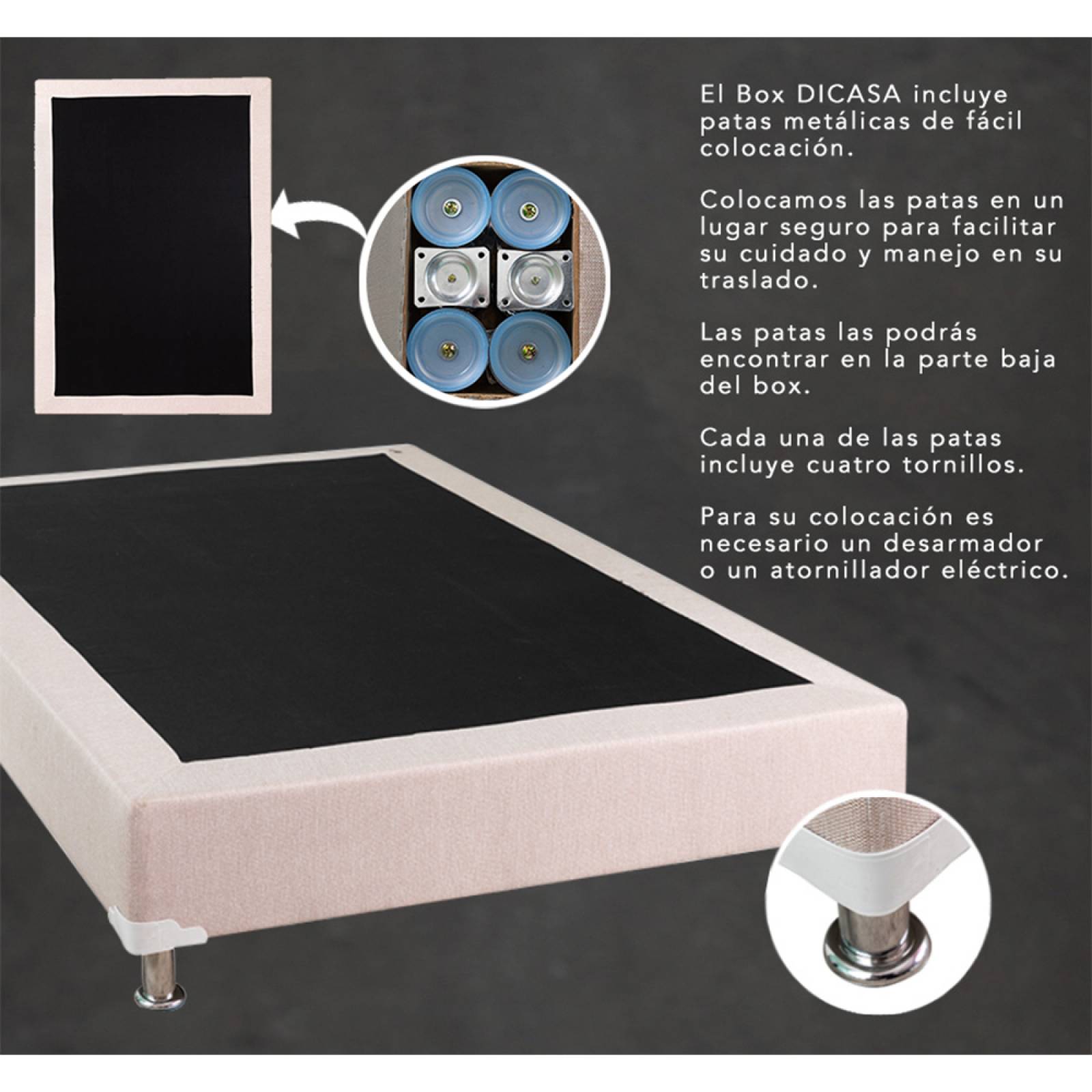 Colchon Matrimonial Spring Air Jupiter Con Cabecera Toledo y Box Gris Oscuro