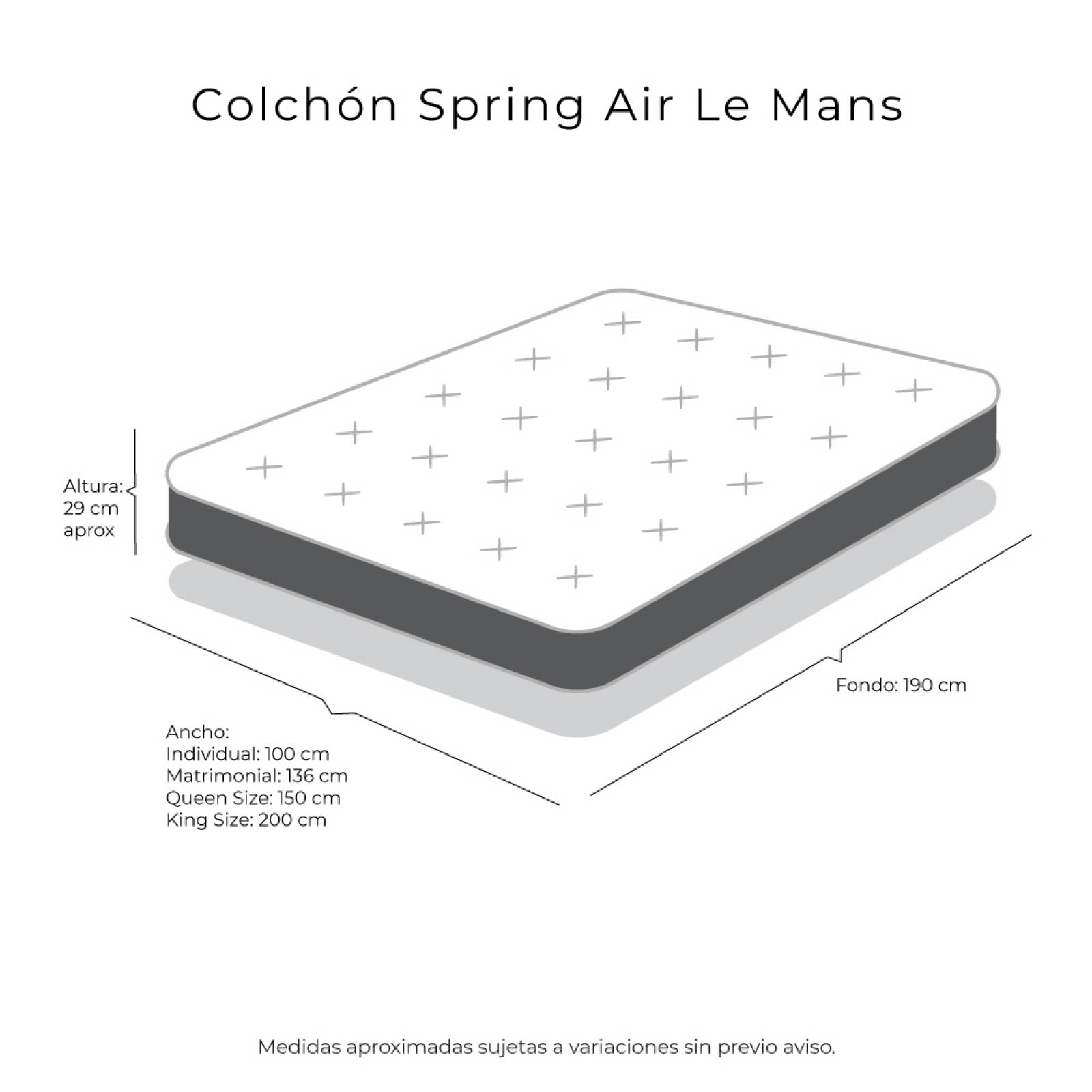Colchón Spring Air Matrimonial LeMans Con Almohada 2 Pack