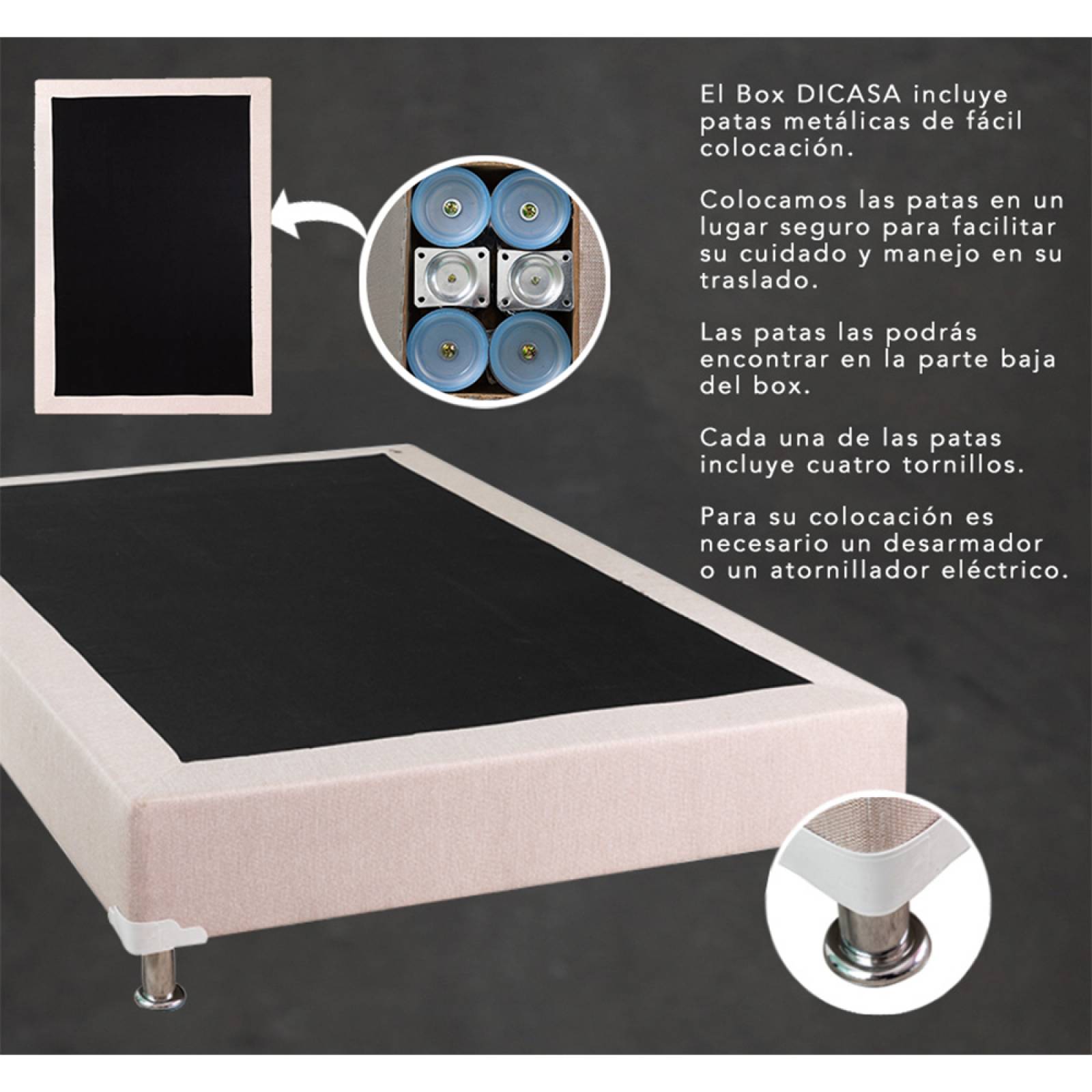 Colchon Matrimonial Dicasa Cupra Con Box Plata y Protector