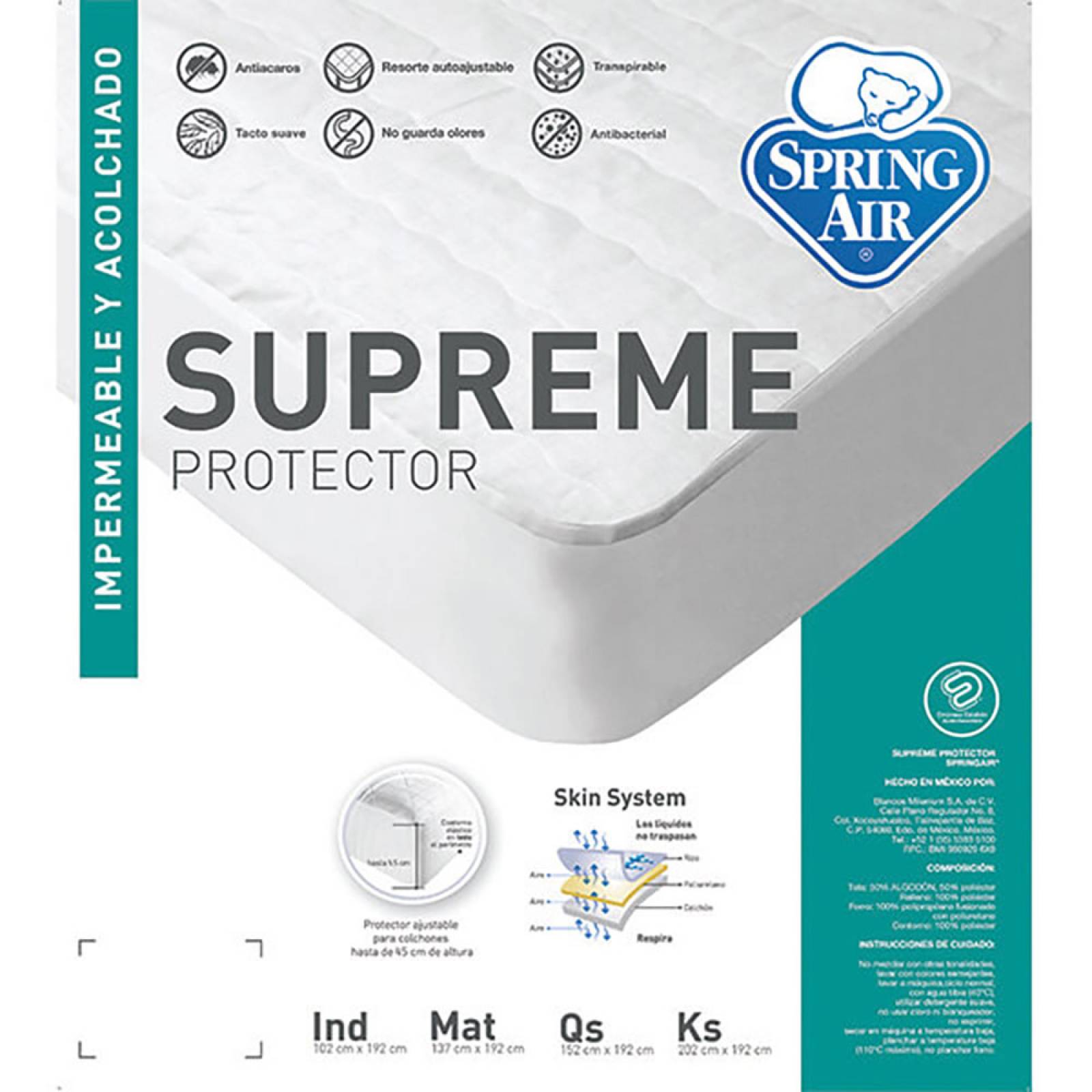 Colchon Queen Size Dicasa Cupra Con Box Plata y Protector