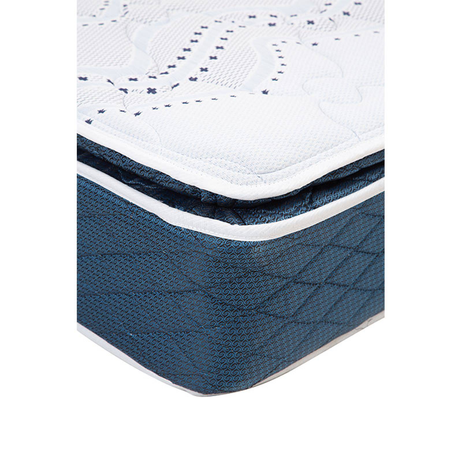 Colchon Matrimonial Restonic Trust Con Cabecera Bora y Box Rojo Con Gris