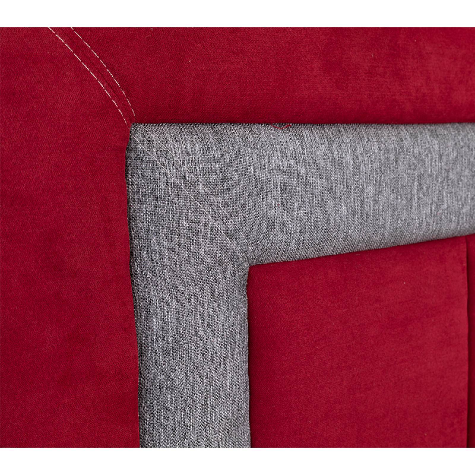 Colchon Matrimonial Spring Air United Con Cabecera Bora y Box Rojo Con Gris