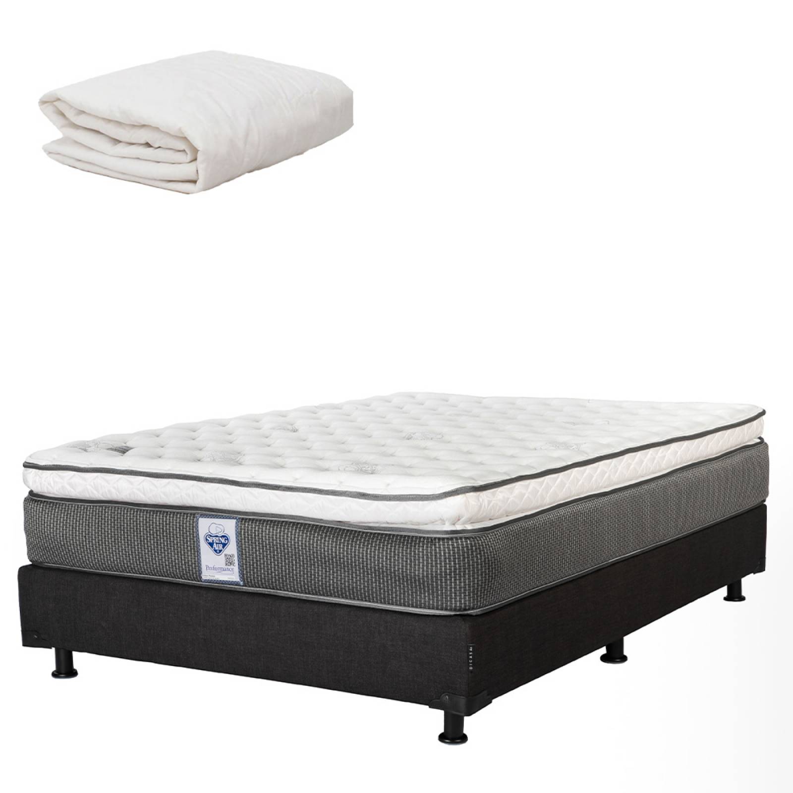 Colchon Queen Size Spring Air Phantom Con Box Negro y Protector