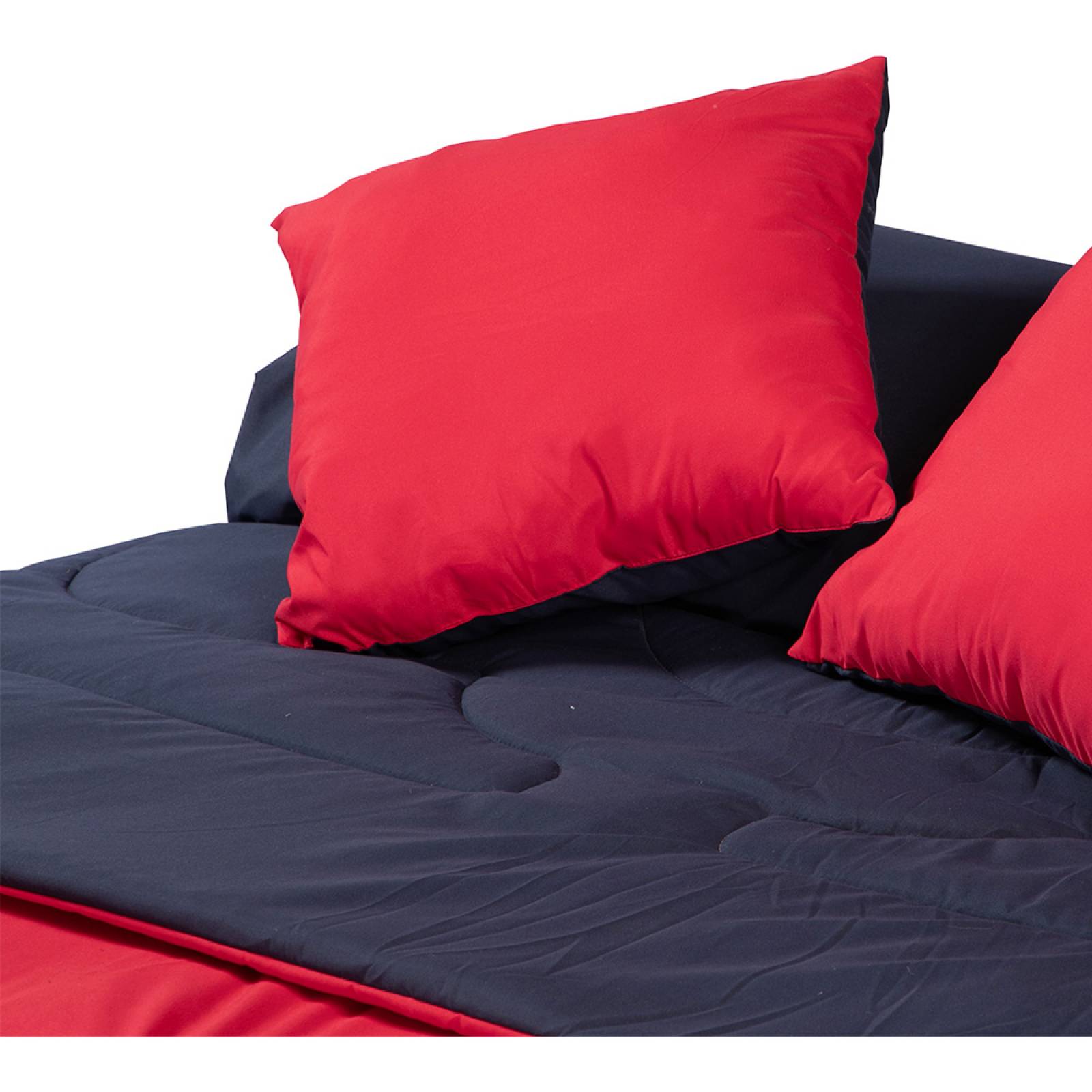 Set Edredon individual Dicasa Couzy Doble Vista Azul con Rojo