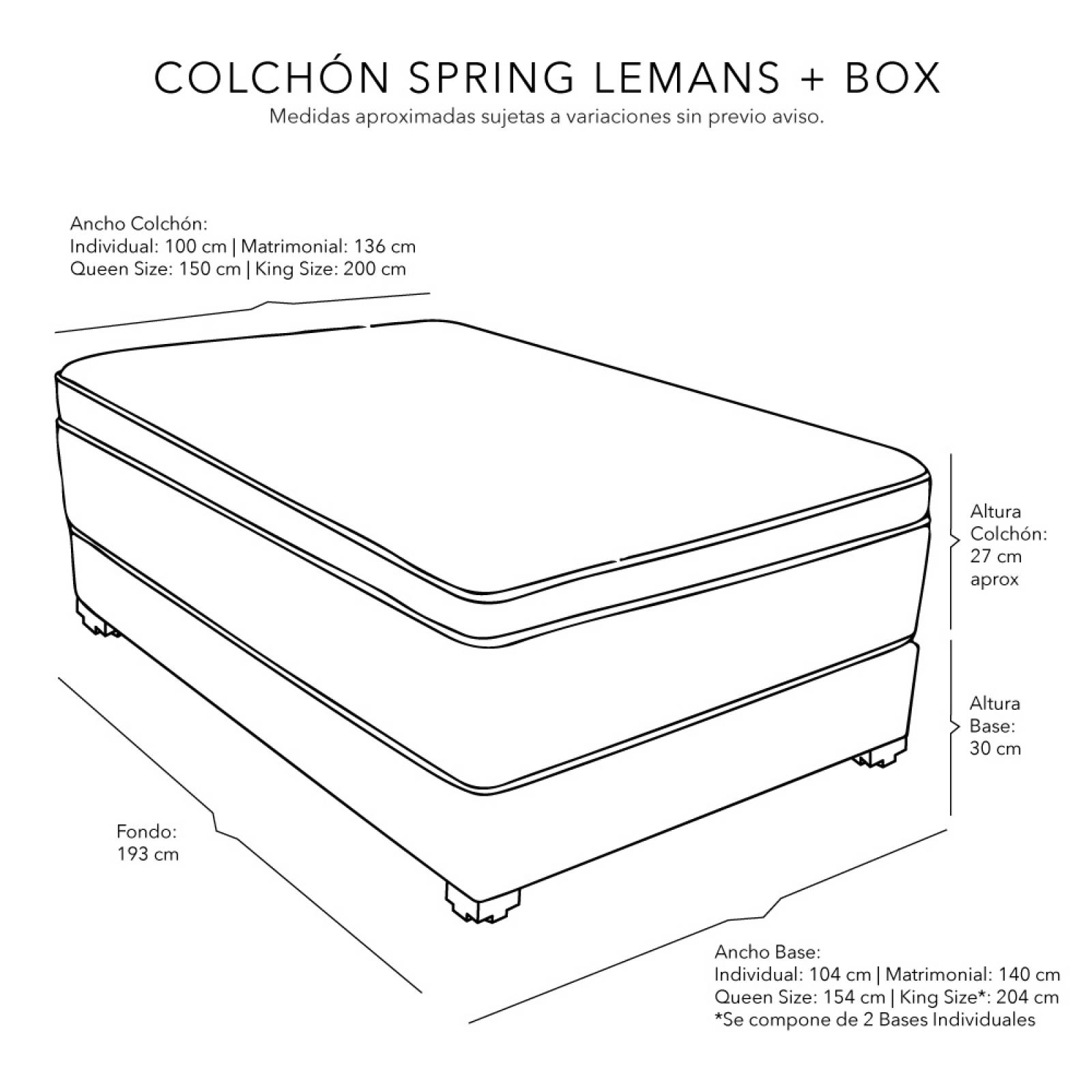 Colchón Matrimonial Spring Air Le Mans con Base Cama Dicasa Colt Beige Claro