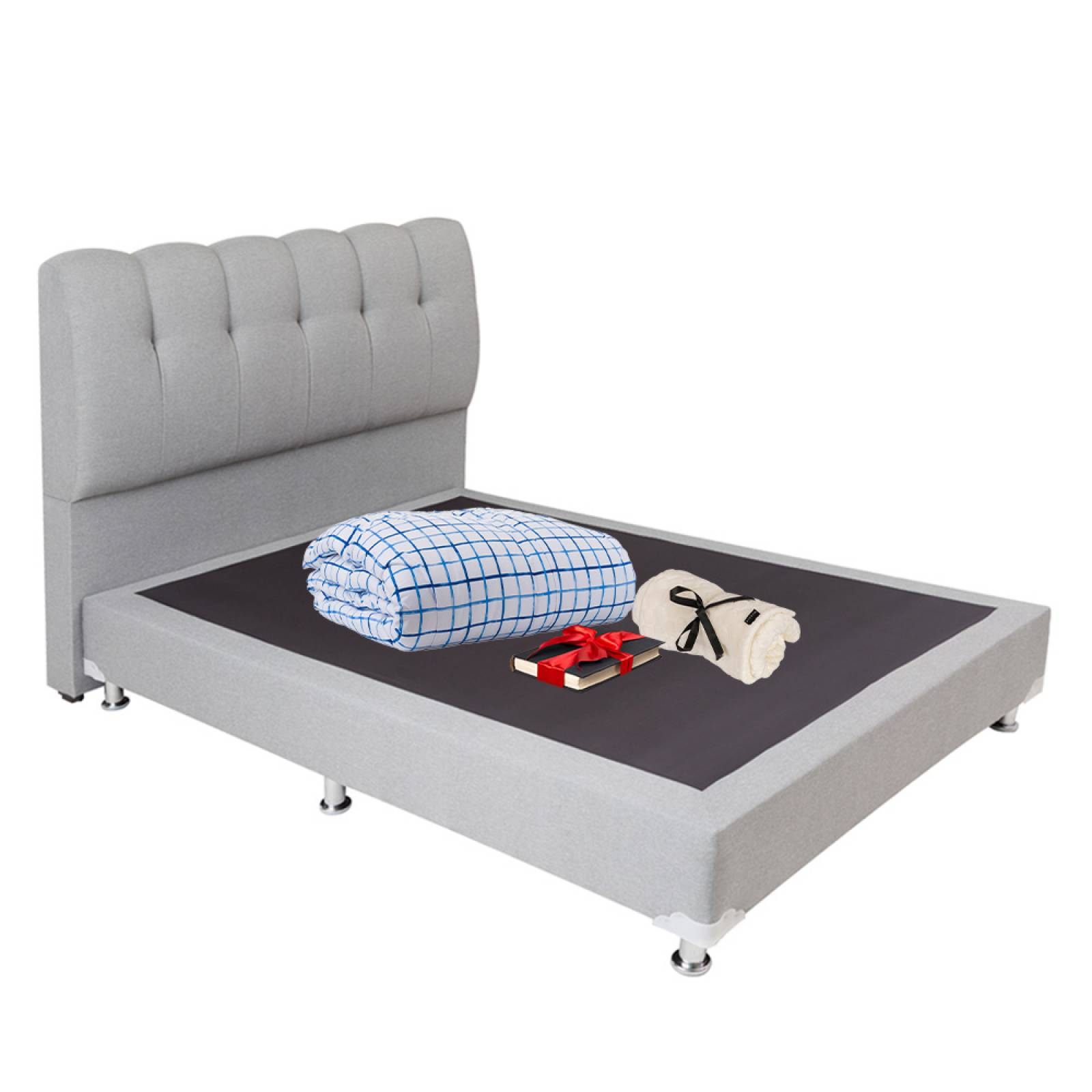 Cabecera Queen Size Dicasa Nube con Box Quantum y Edredon Palermo